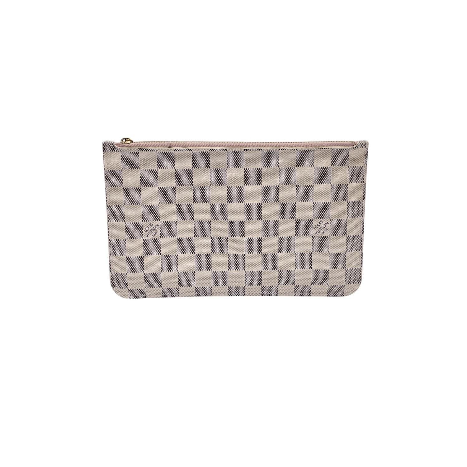 Louis Vuitton Damier Azur Pochette Wristlet Rose Ballerine In Good Condition For Sale In Scottsdale, AZ