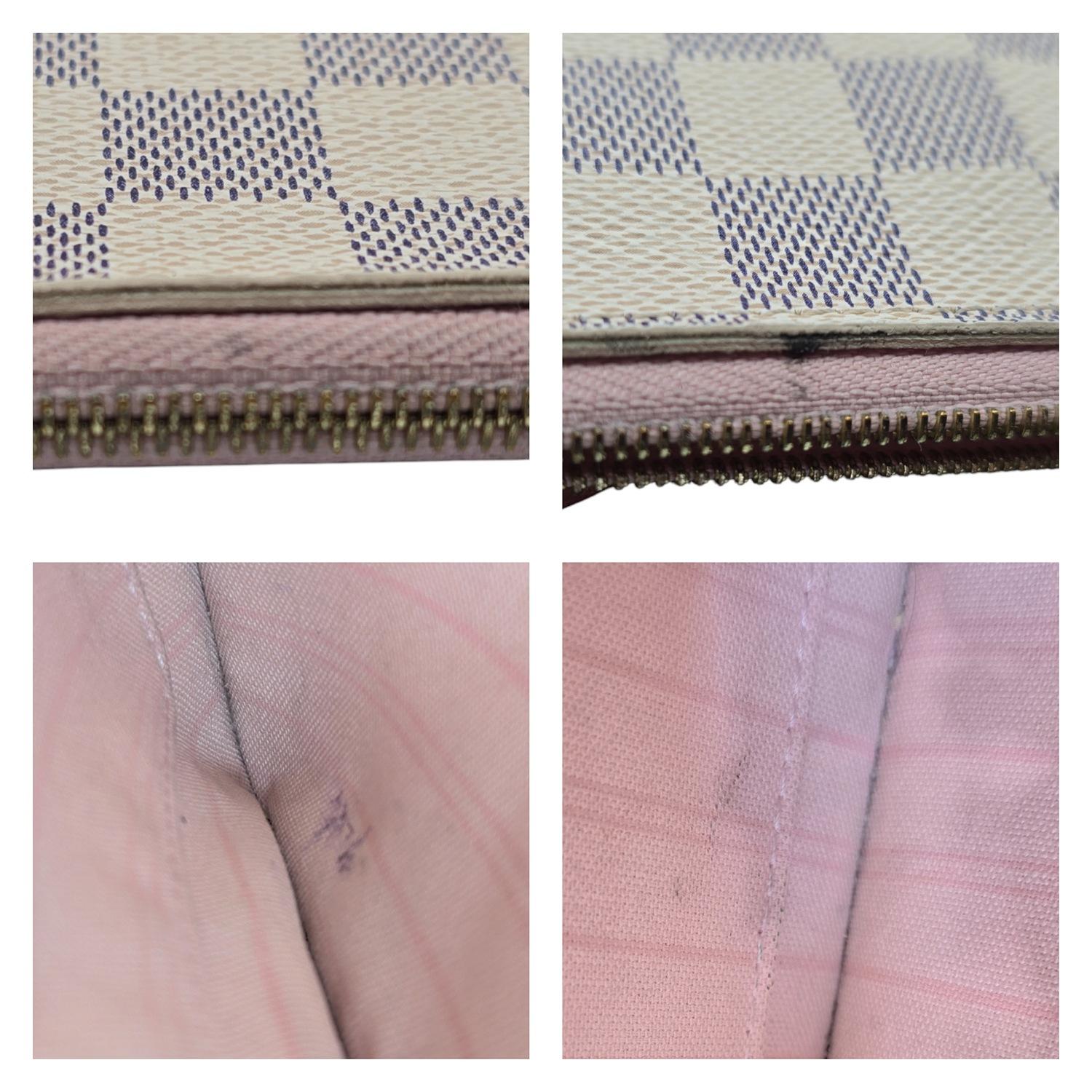 Louis Vuitton Damier Azur Pochette Wristlet Rose Ballerine For Sale 4