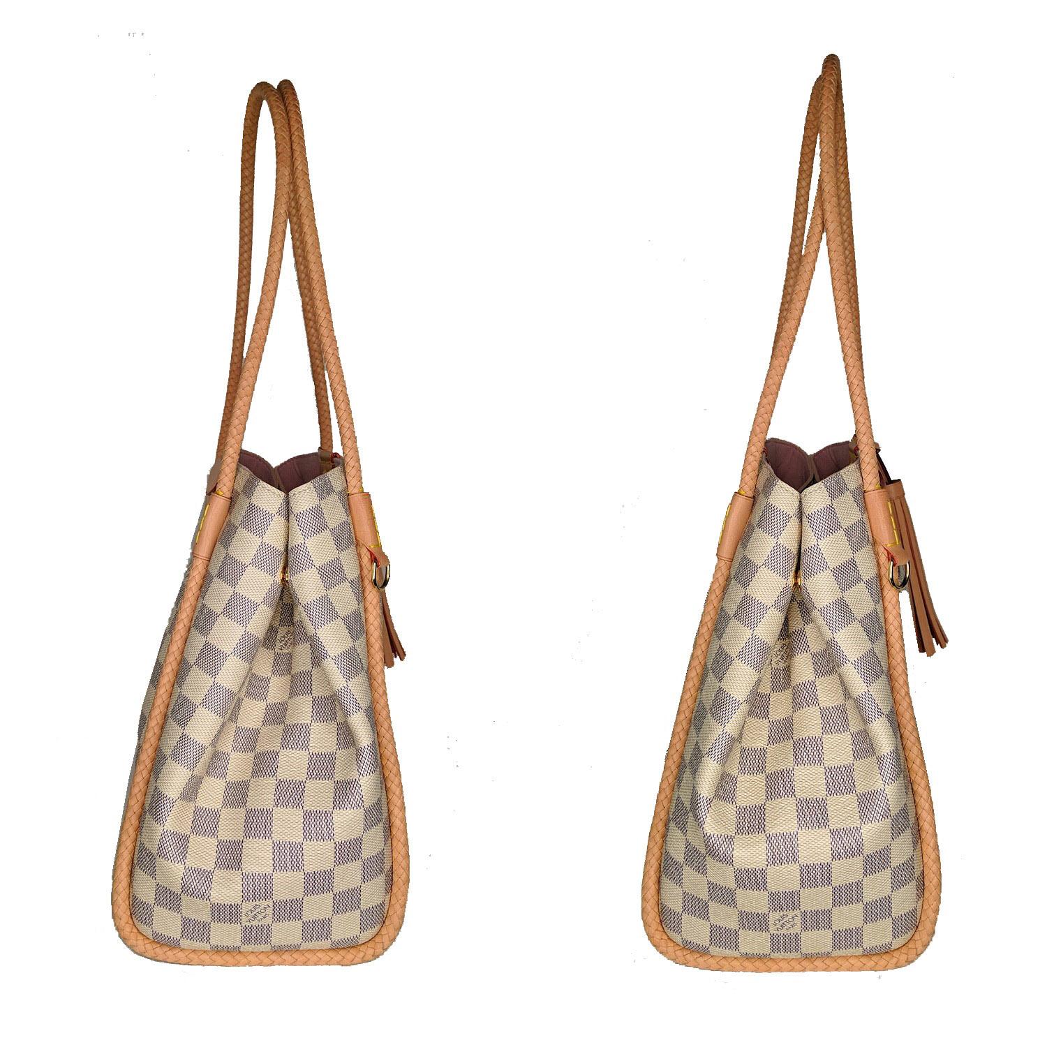 Brown Louis Vuitton Damier Azur Propriano Rose Ballerine Tote