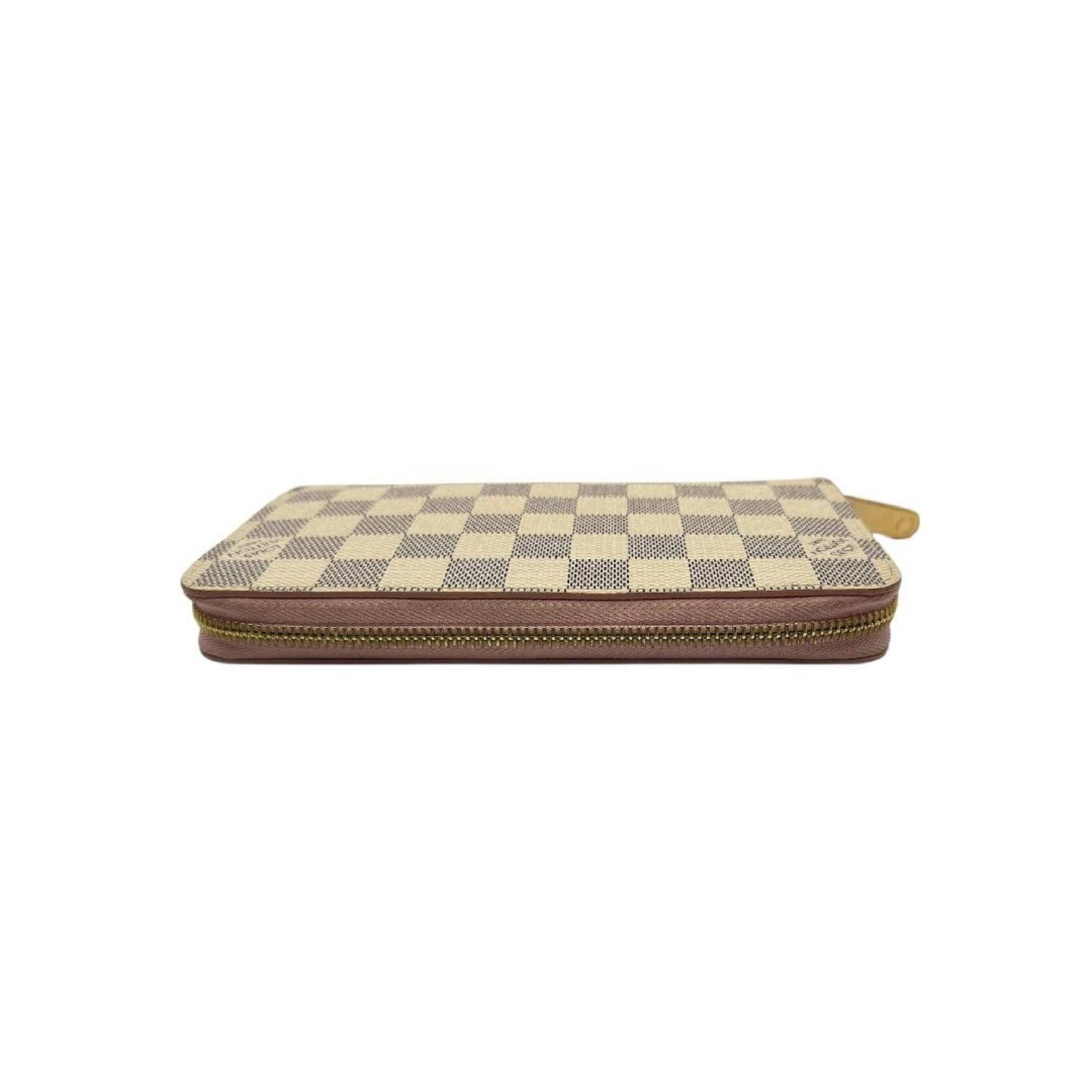 Women's or Men's Louis Vuitton Damier Azur Rose Ballerine Zippy Wallet For Sale