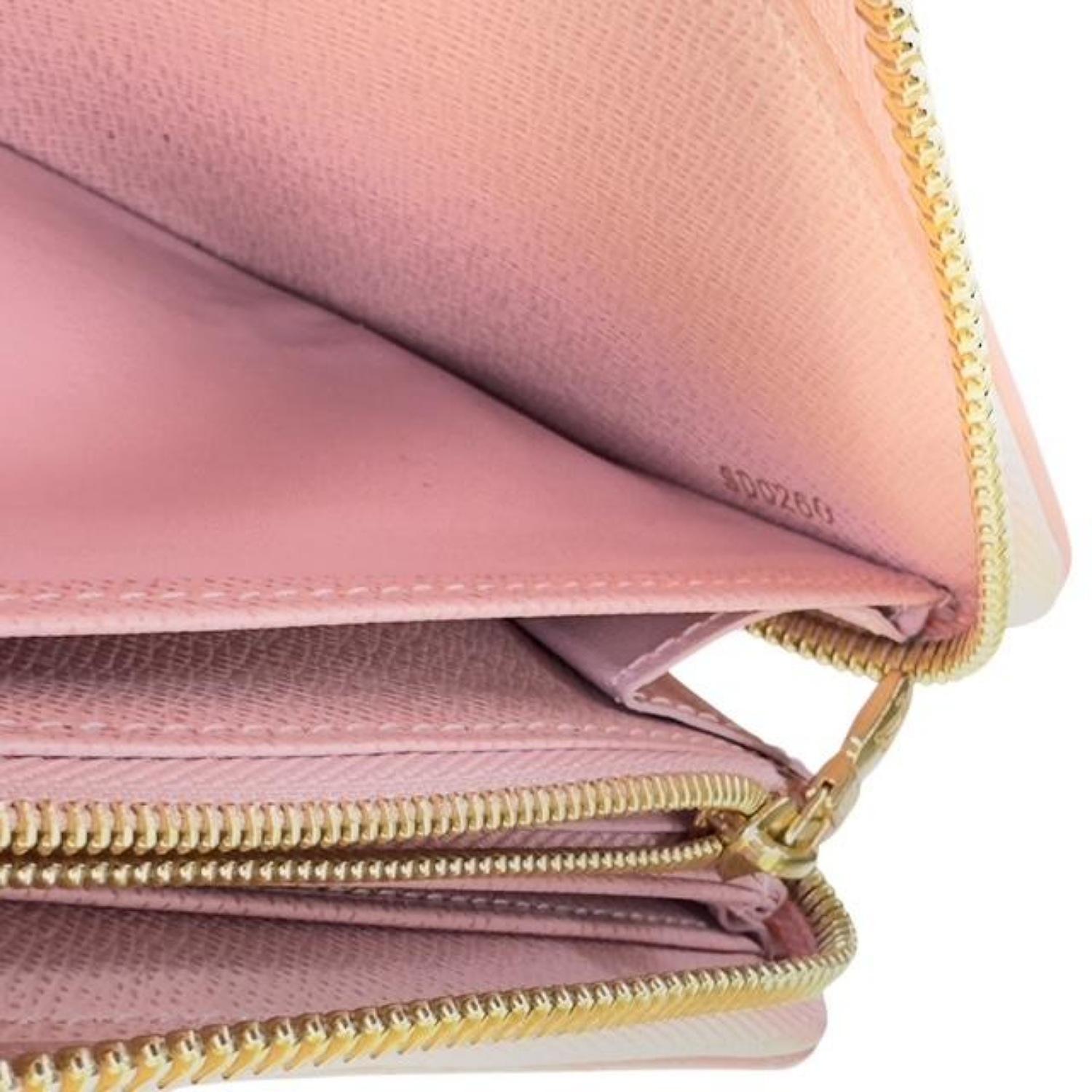 Louis Vuitton Damier Azur Rose Ballerine Zippy Wallet For Sale 4