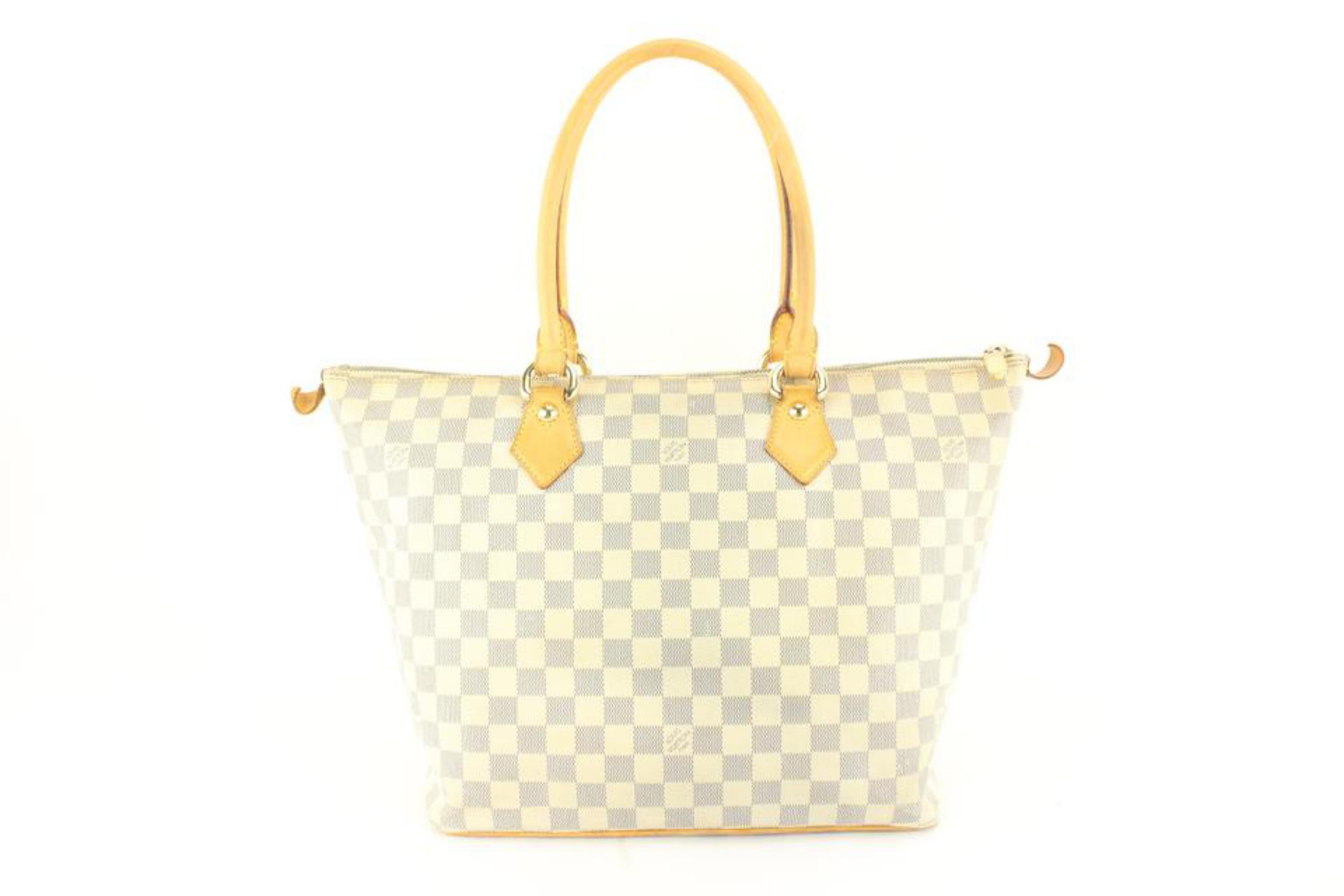Louis Vuitton Damier Azur Saleya MM Zip Tote Bag 89lk615s In Good Condition For Sale In Dix hills, NY