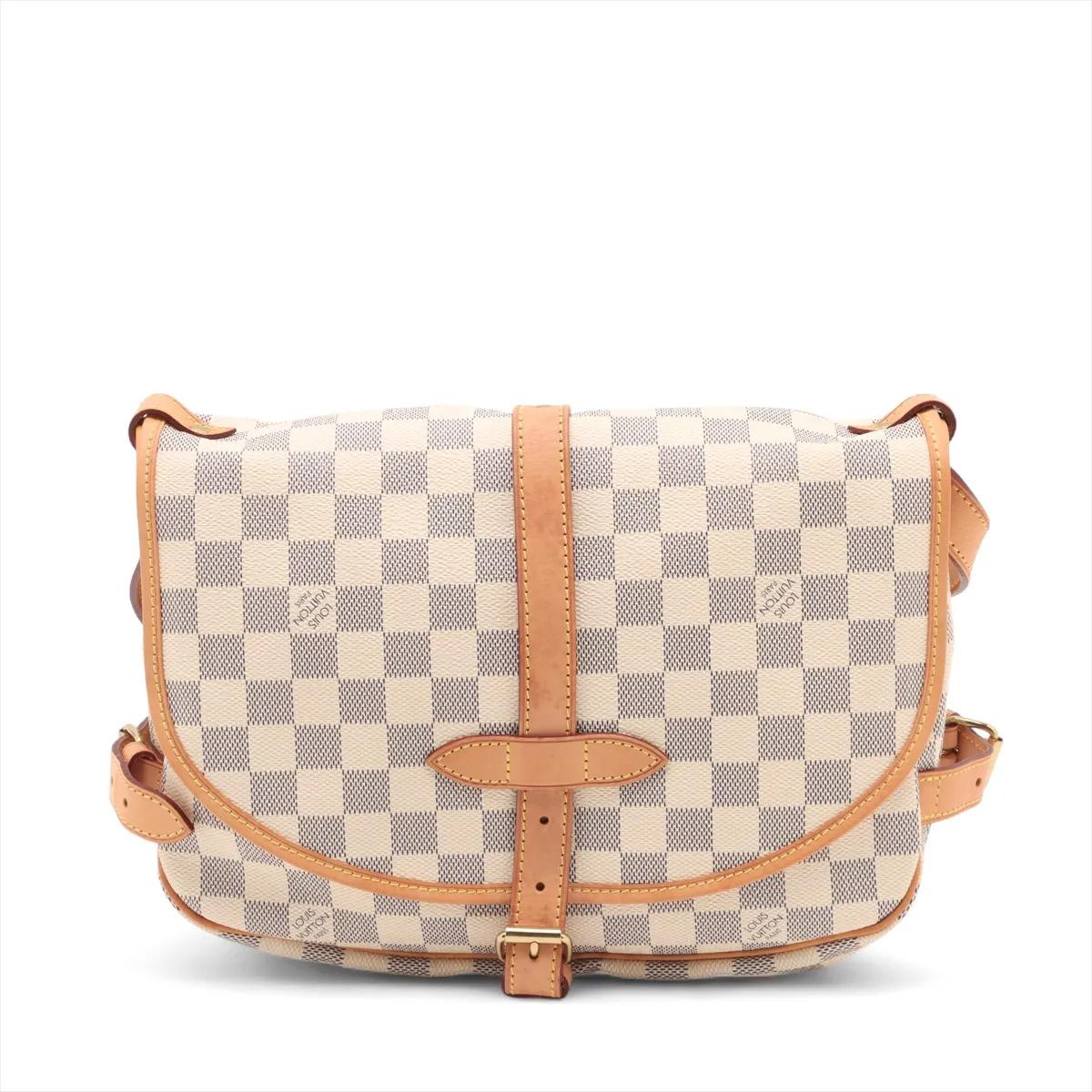 Beige Louis Vuitton Damier Azur Saumur 30 en vente