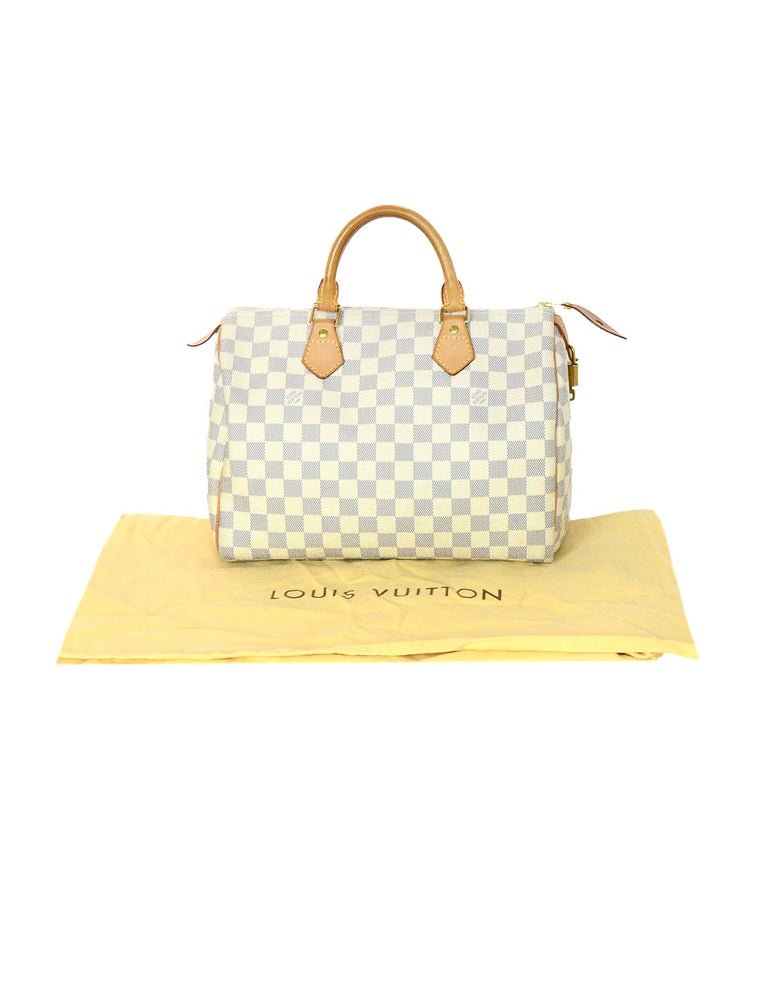 Louis Vuitton Damier Azur Speedy 30 Bag w/ Lock, Key and Dust Bag For Sale at 1stdibs