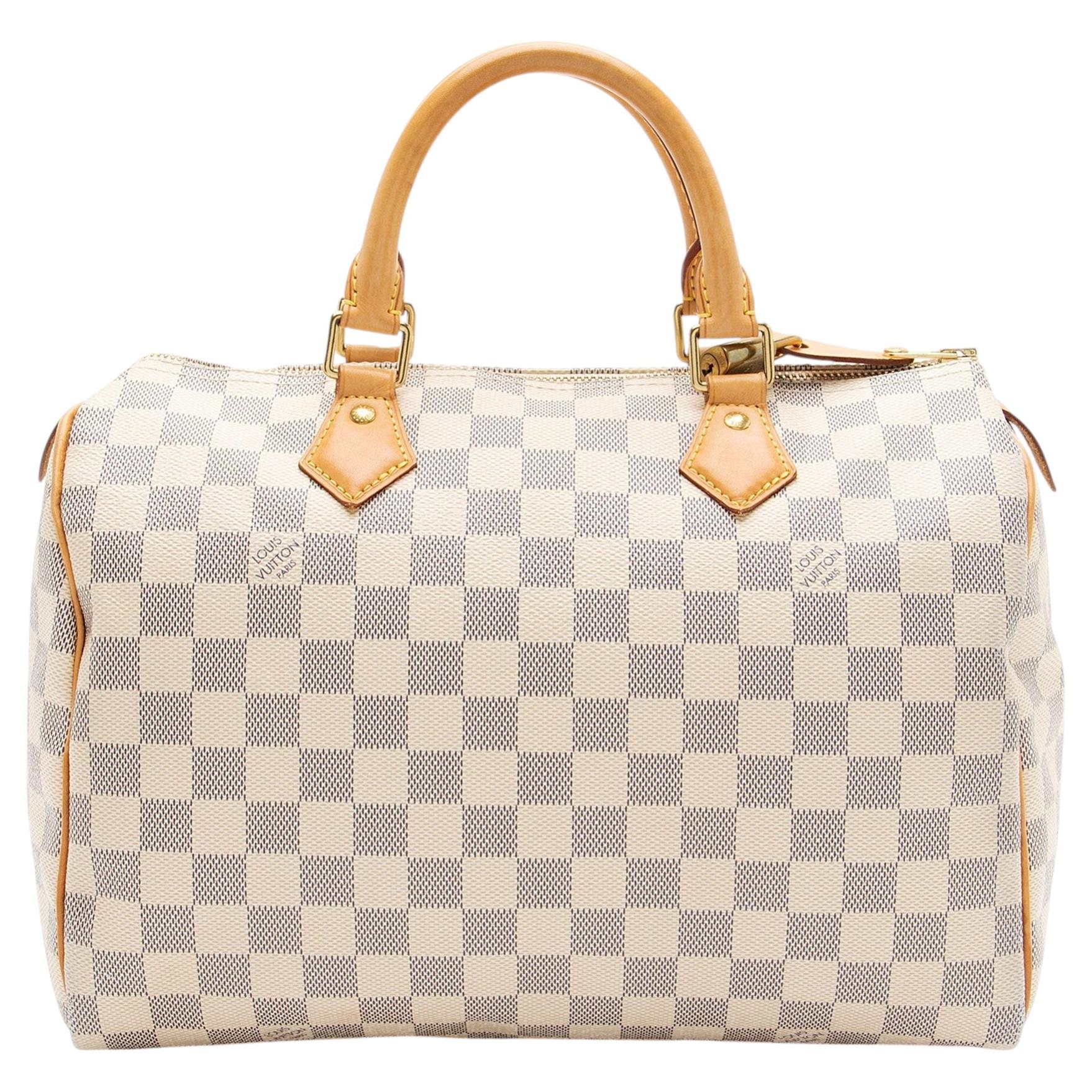Pre-owned Louis Vuitton Damier Azur Speedy 30 Satchel In Beige