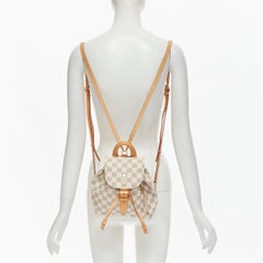 LOUIS VUITTON Damier Azur Sperone BB white checked backpack
