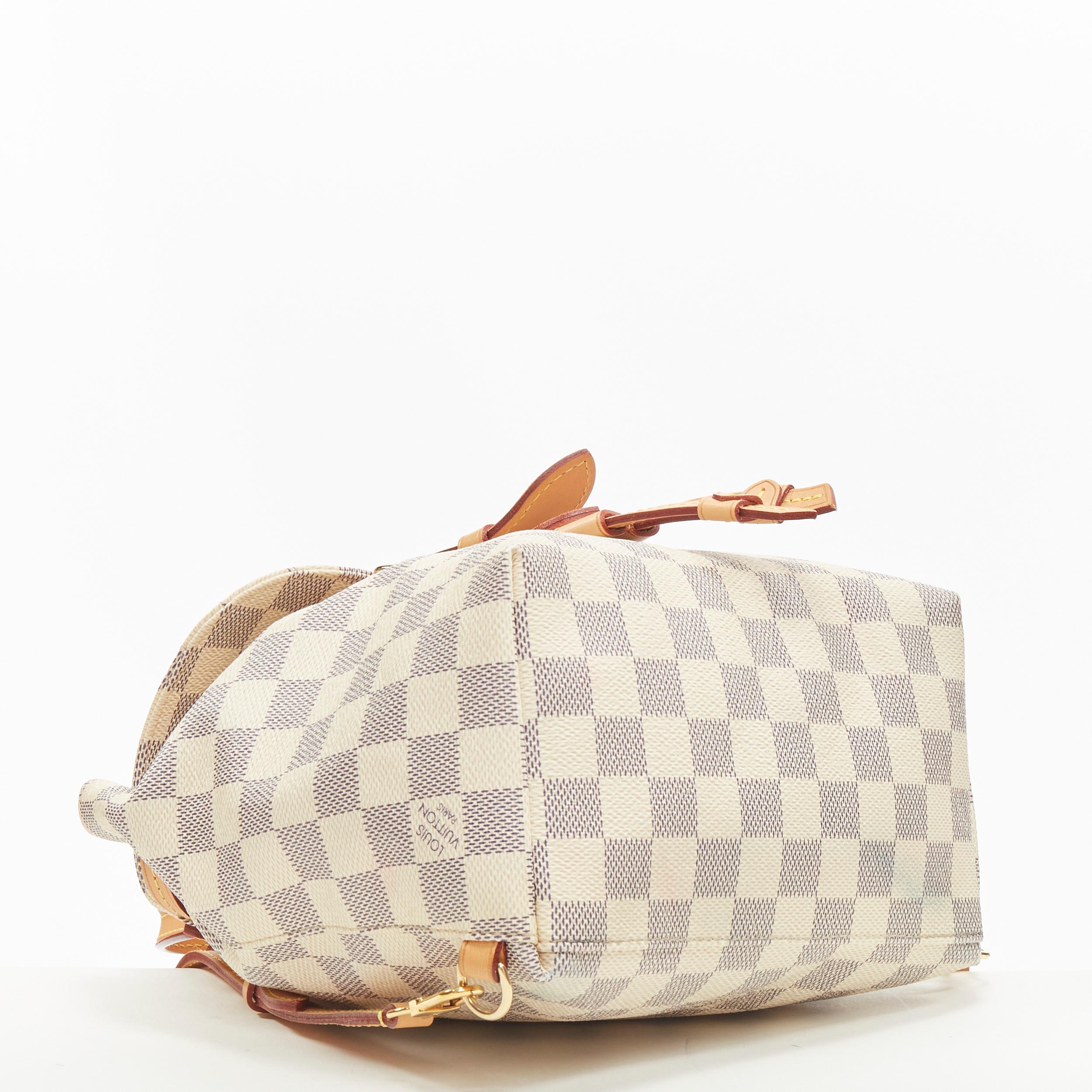 White LOUIS VUITTON Damier Azur Sperone BB white checked backpack