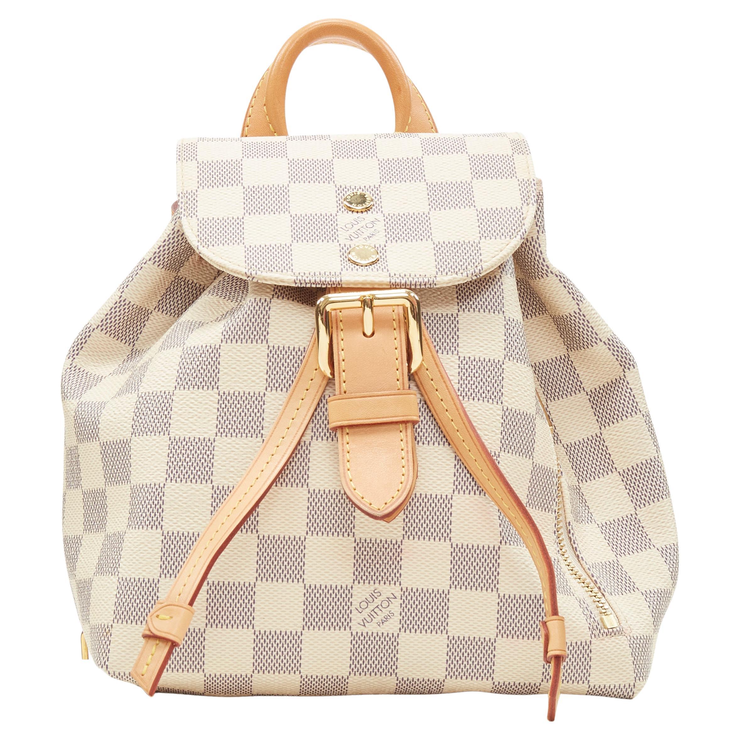 LOUIS VUITTON Damier Azur Sperone BB white checked backpack For Sale at  1stDibs