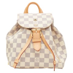 LOUIS VUITTON Damier Azur Sperone BB Weiß karierter Rucksack