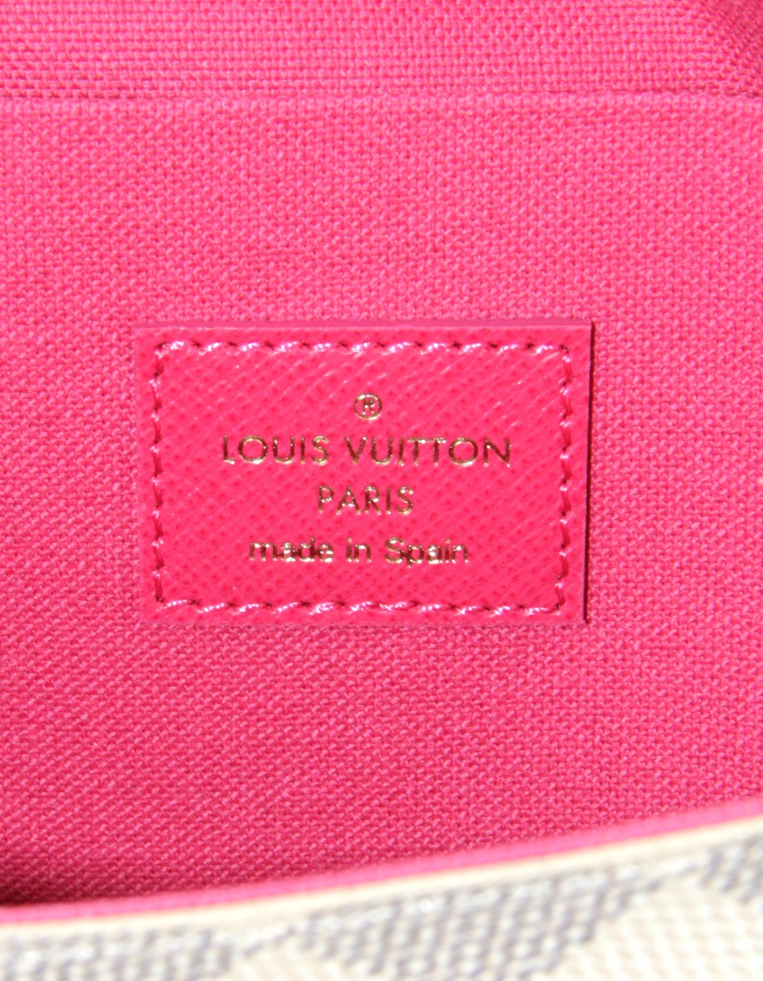 Gray Louis Vuitton Damier Azur Studs Felicie Chain Wallet Crossbody Bag