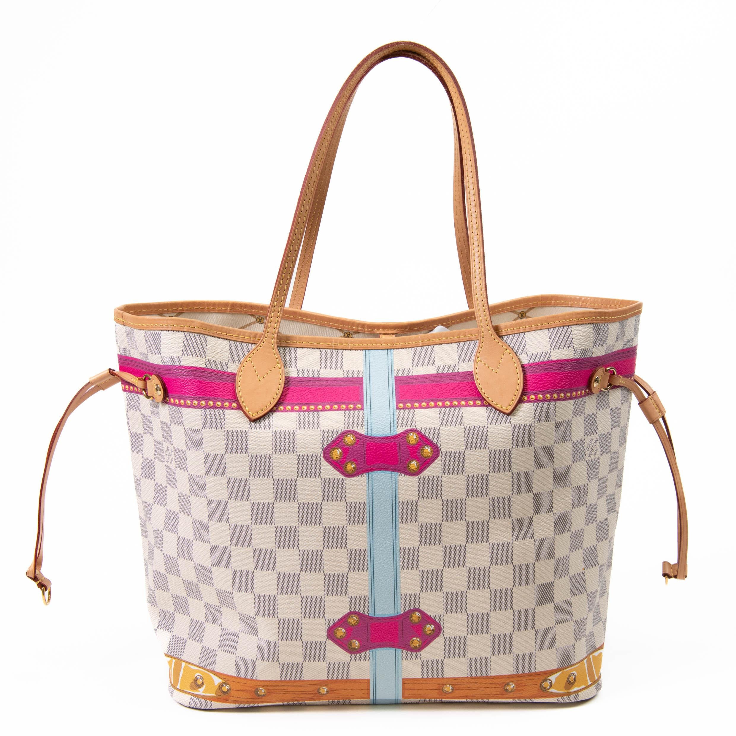Beige Louis Vuitton Damier Azur Summer Trunks Miami Neo Neverfull MM