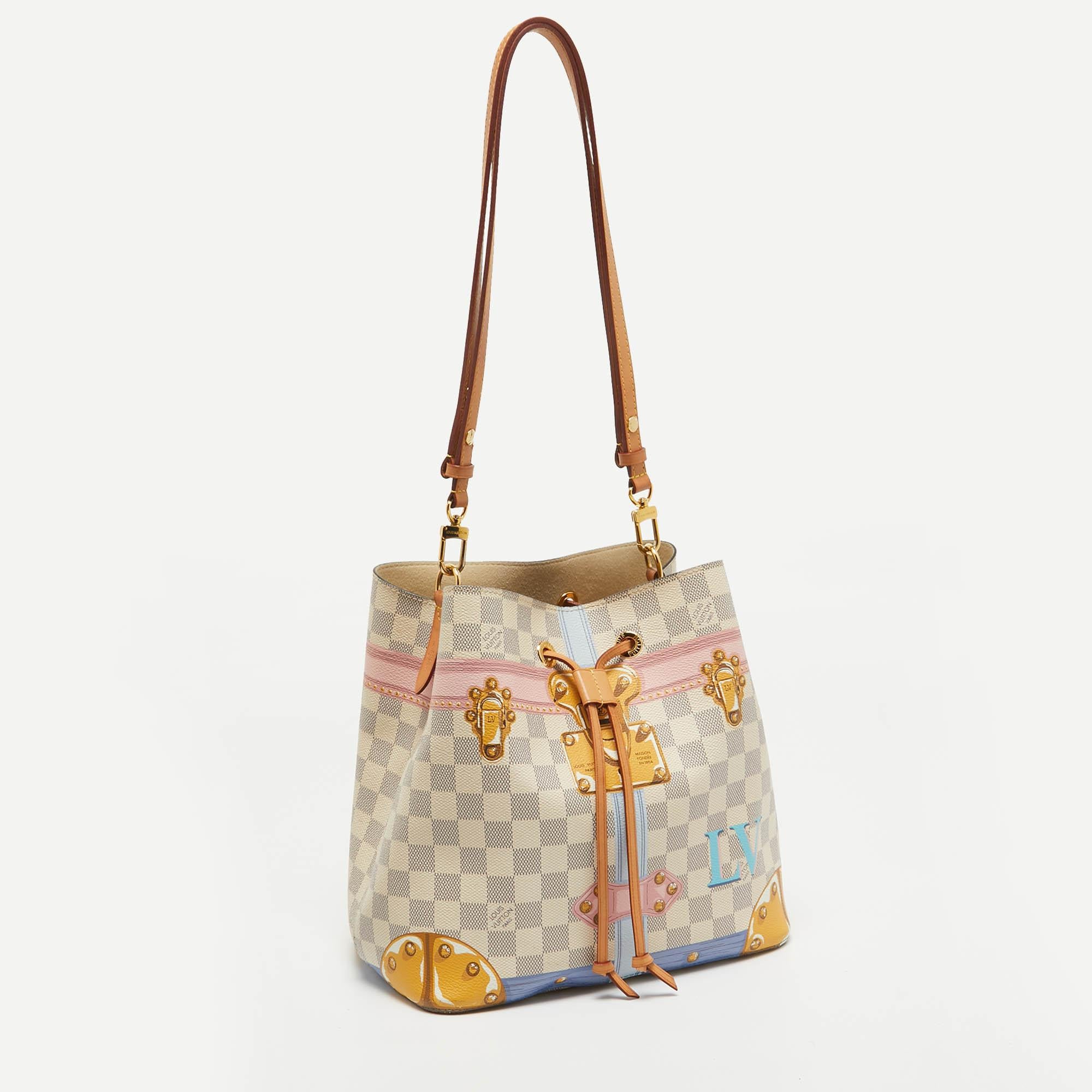 Beige Louis Vuitton Damier Azur Summer Trunks NeoNoe MM Bag