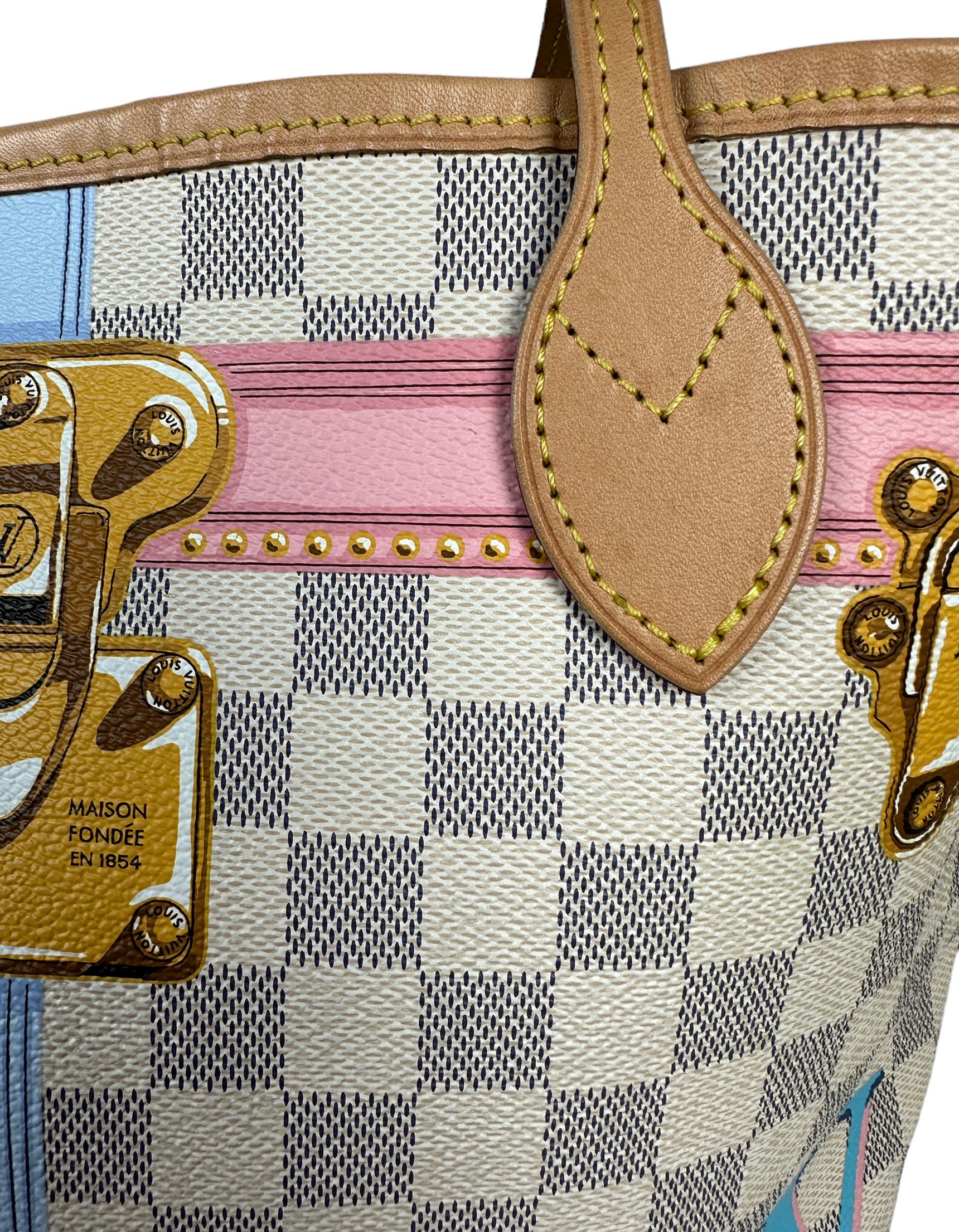 Louis Vuitton Damier Azur Summer Trunks Neverfull MM Tote Bag For Sale 6