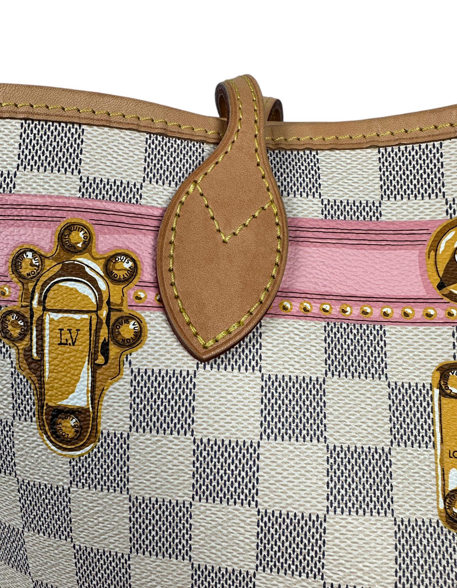 Louis Vuitton Damier Azur Summer Trunks Neverfull MM Tote Bag For Sale 7