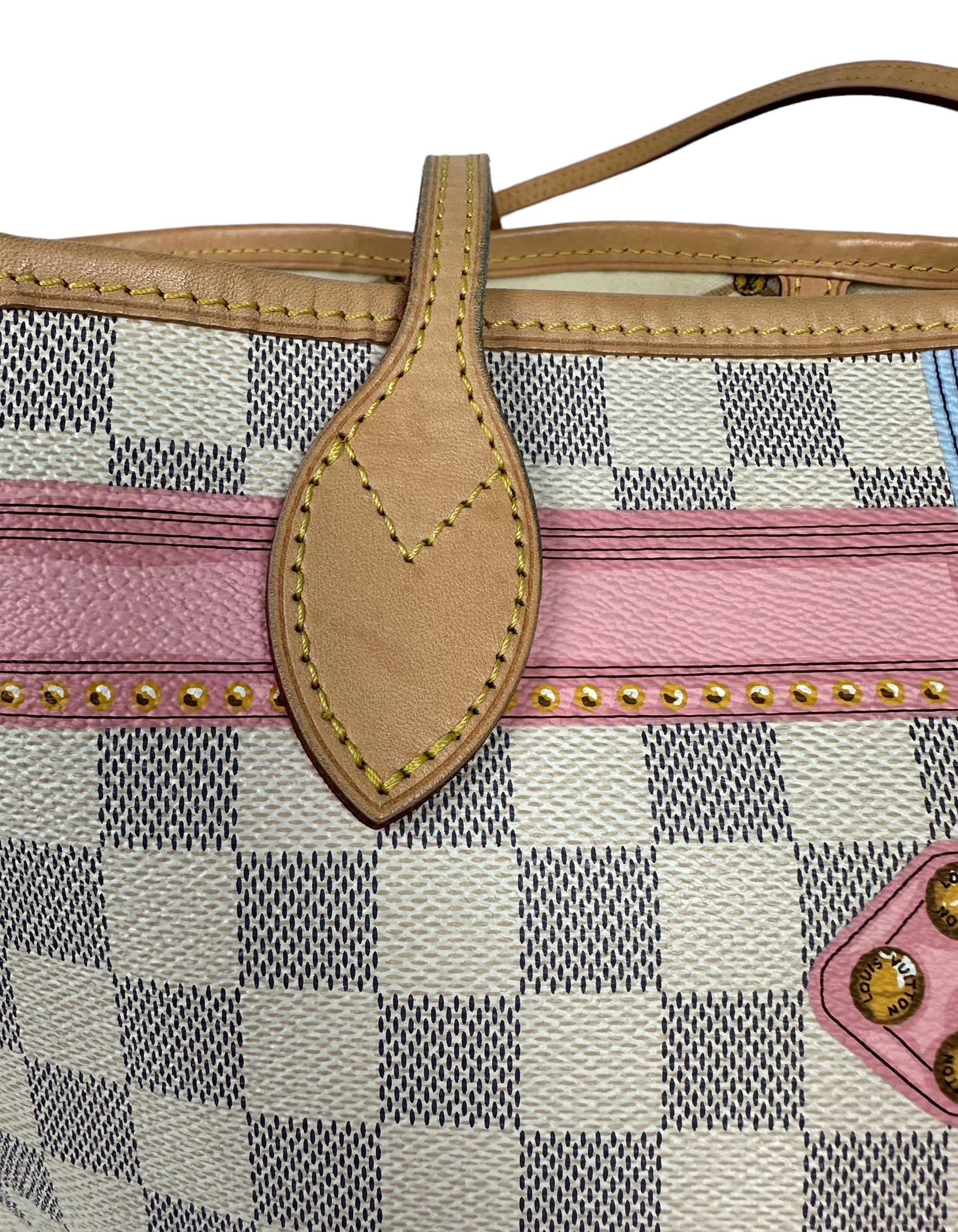 Louis Vuitton Damier Azur Summer Trunks Neverfull MM Tote Bag For Sale 8