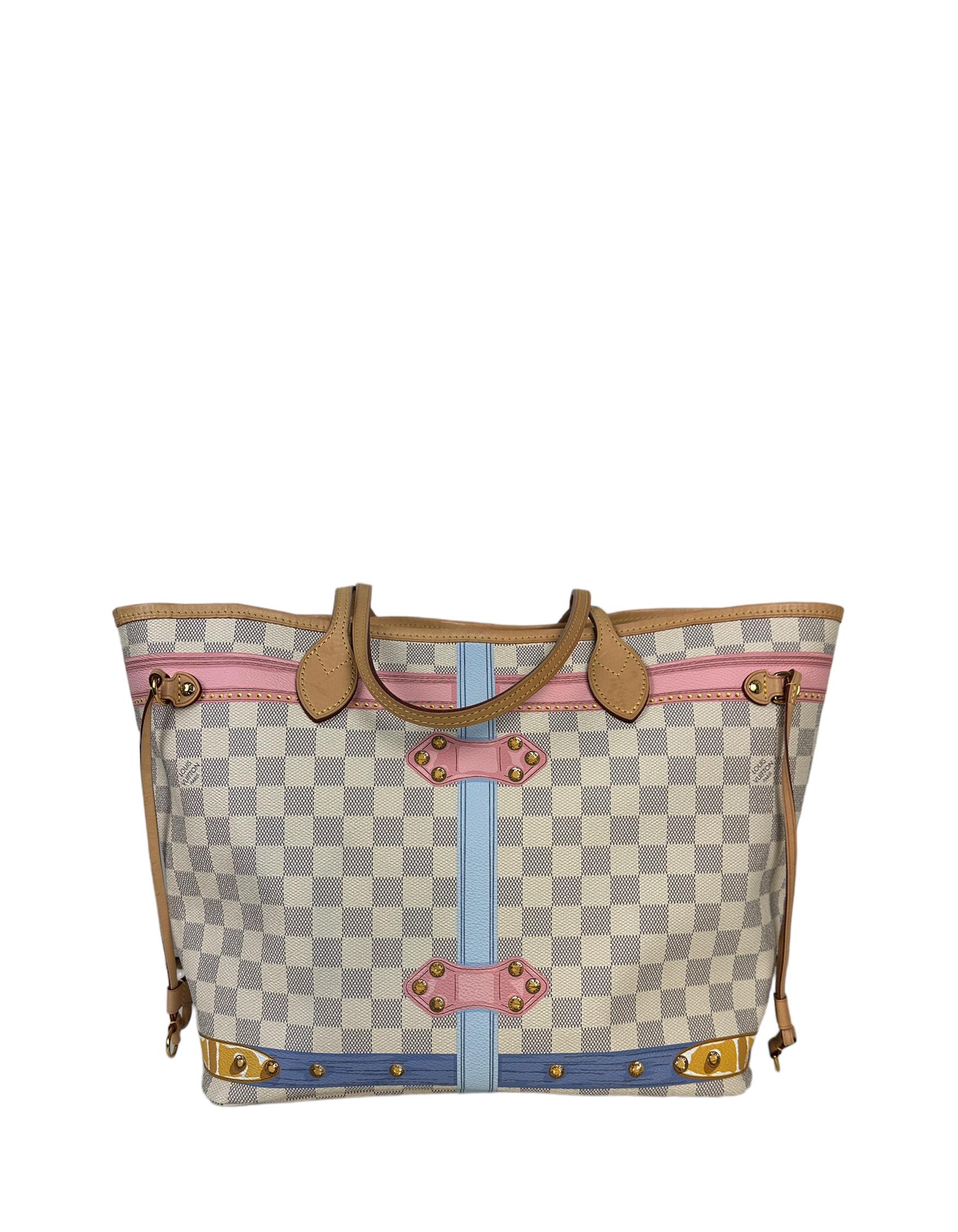 Louis Vuitton Damier Azur Summer Trunks Neverfull MM Tote Bag In Excellent Condition For Sale In New York, NY