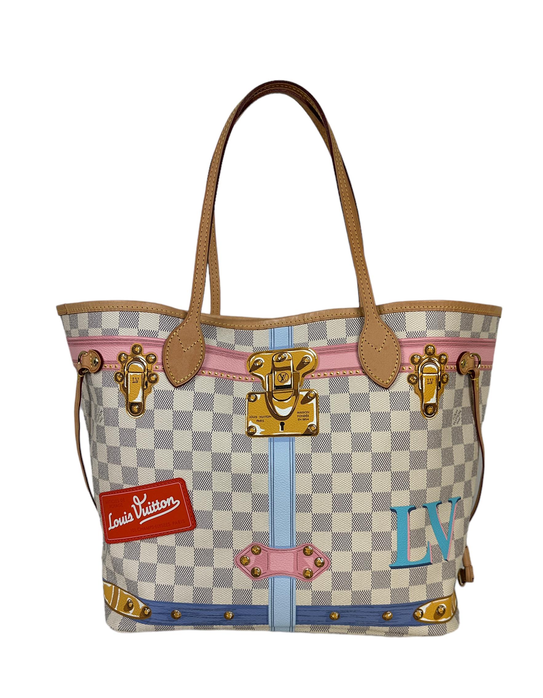 Women's Louis Vuitton Damier Azur Summer Trunks Neverfull MM Tote Bag For Sale