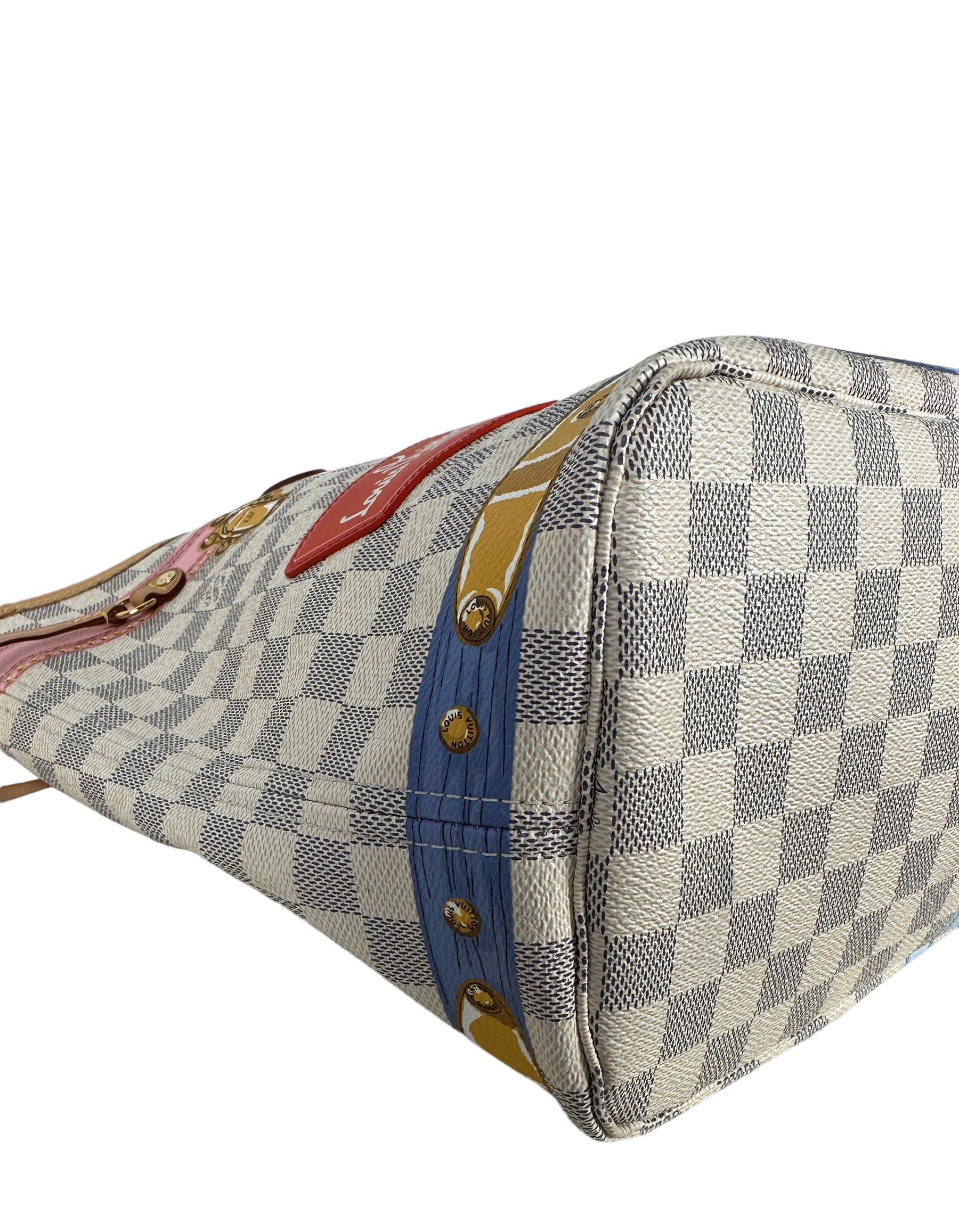 Louis Vuitton Damier Azur Summer Trunks Neverfull MM Tote Bag For Sale 1