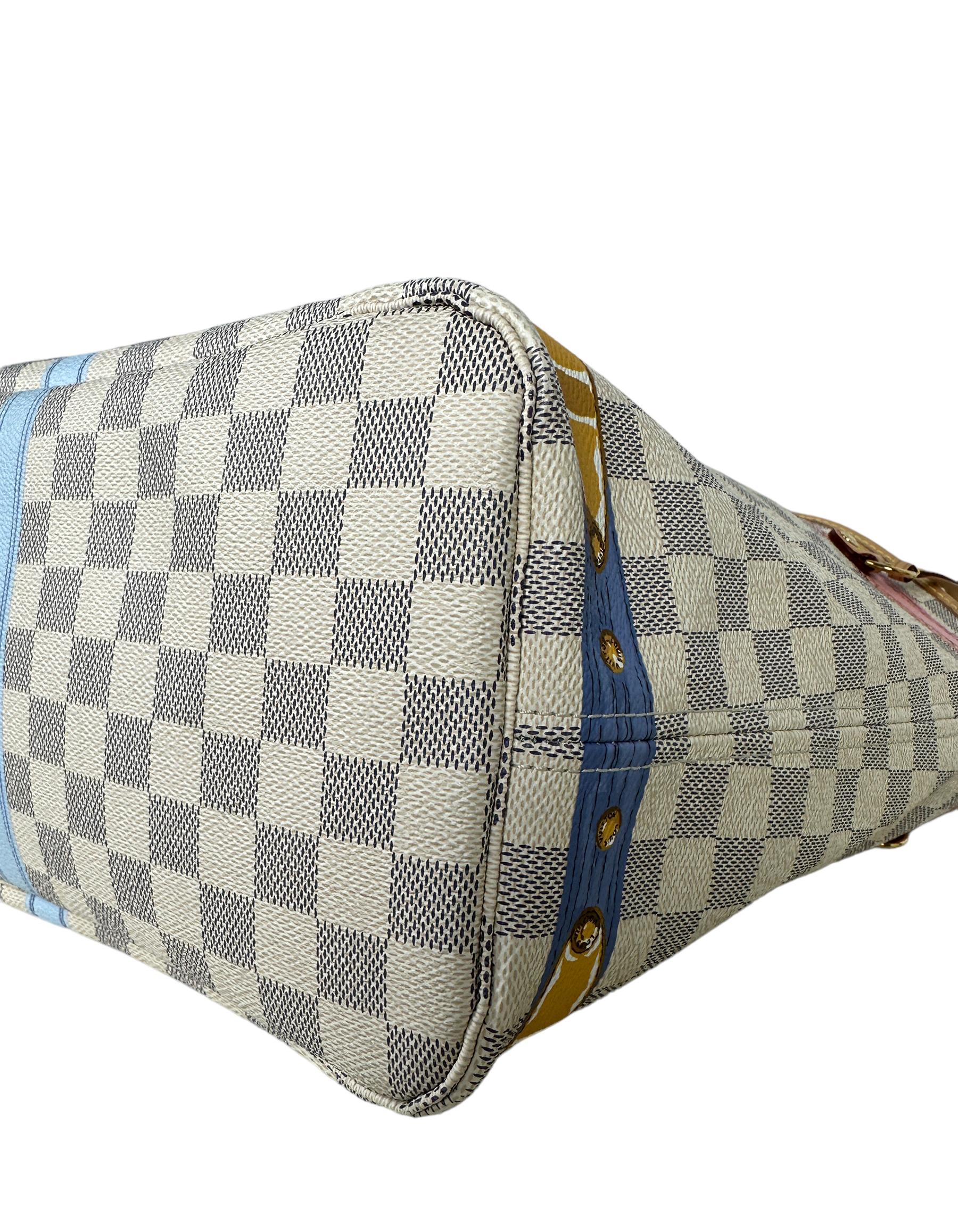 Louis Vuitton Damier Azur Summer Trunks Neverfull MM Tote Bag For Sale 2