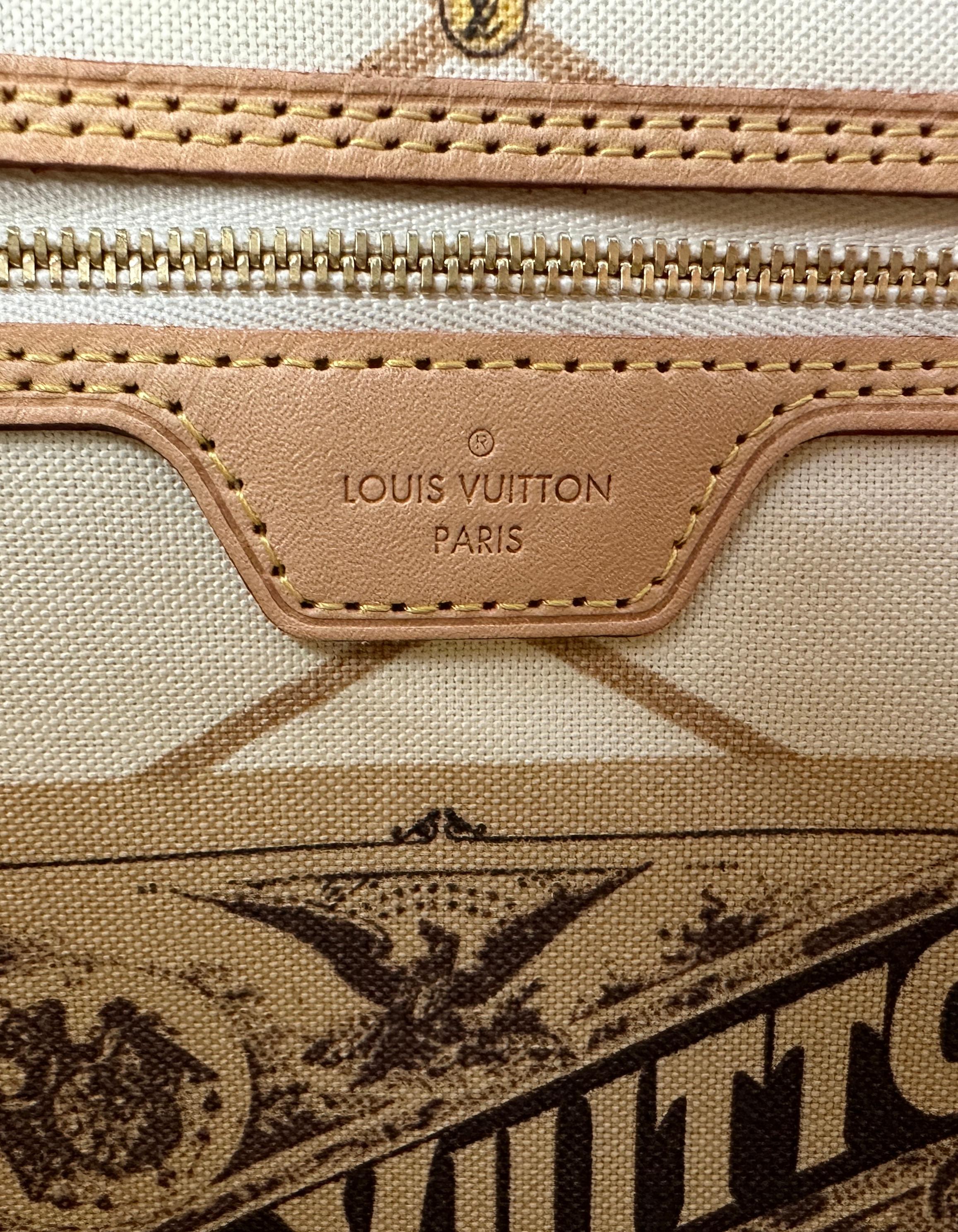 Louis Vuitton Damier Azur Sommer-Tragetasche Neverfull MM Tote Bag im Angebot 4