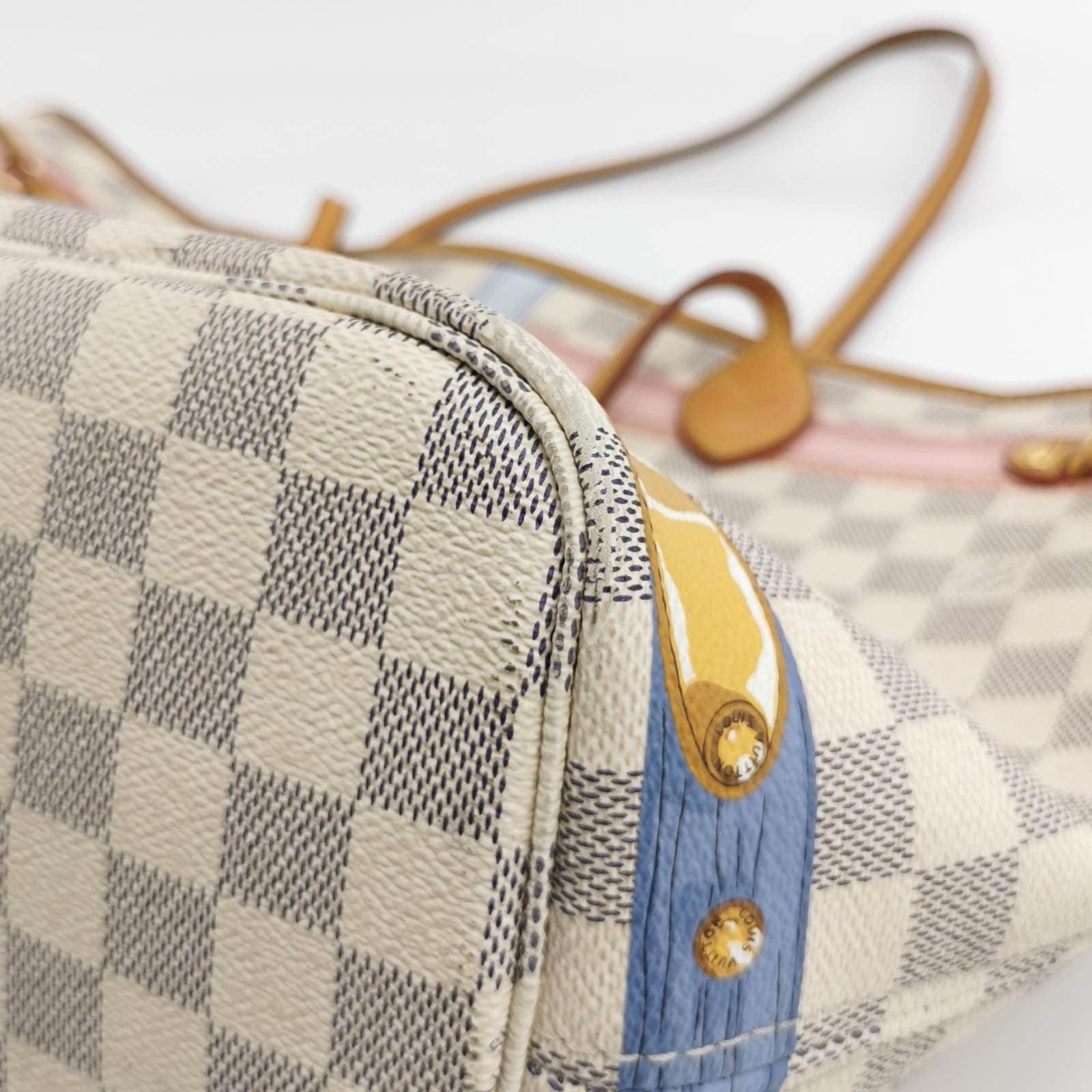 Louis Vuitton Damier Azur Bañador Neverfull MM Blanco 7