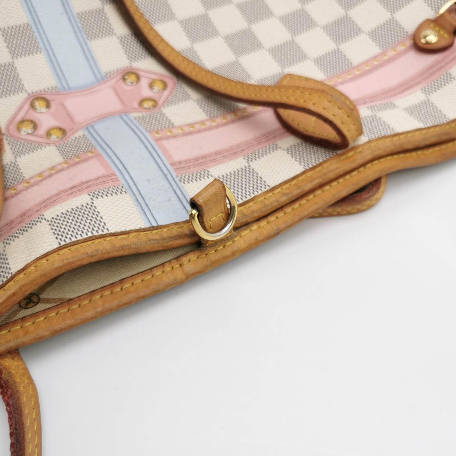 Louis Vuitton Damier Azur Bañador Neverfull MM Blanco 8