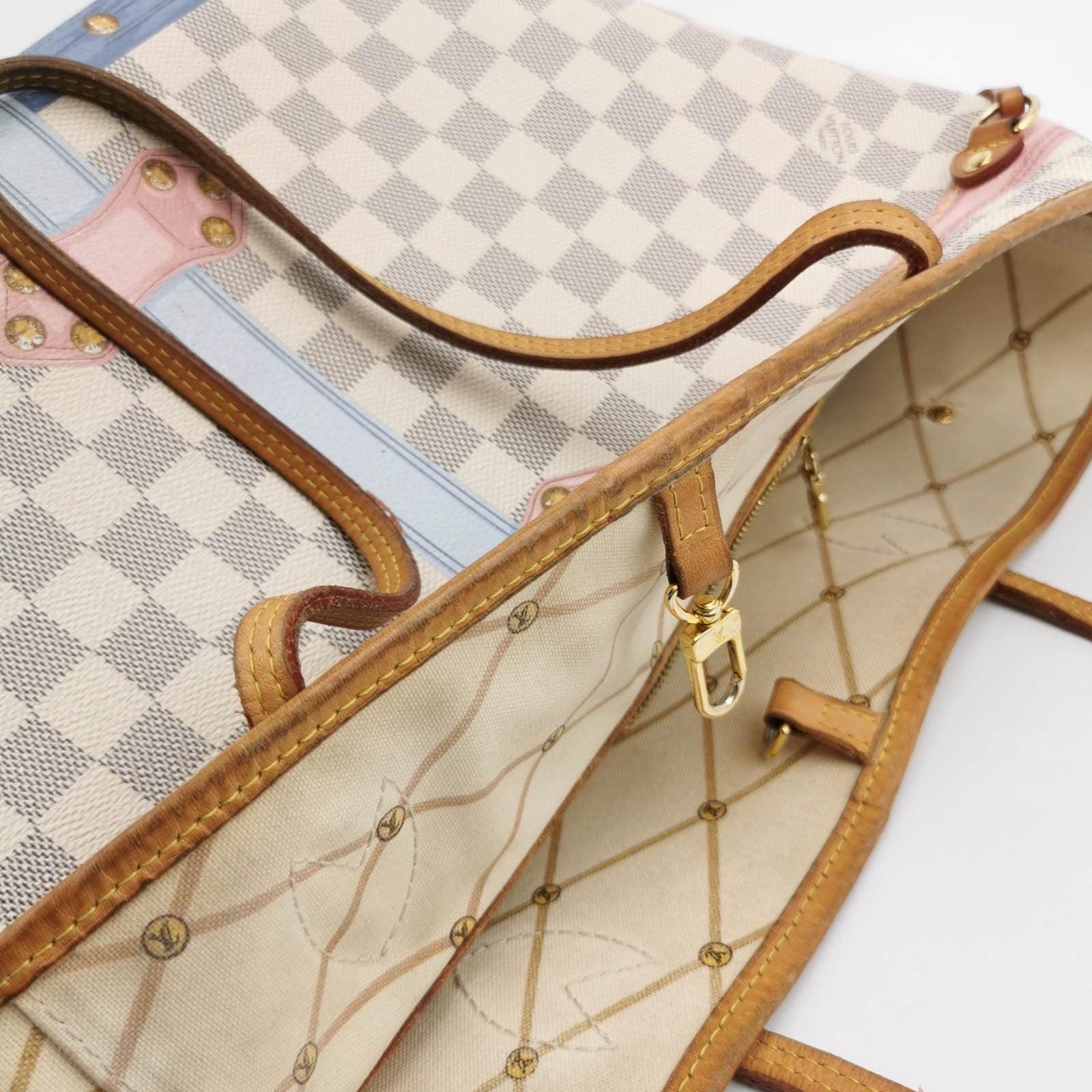 Louis Vuitton Damier Azur Bañador Neverfull MM Blanco 9