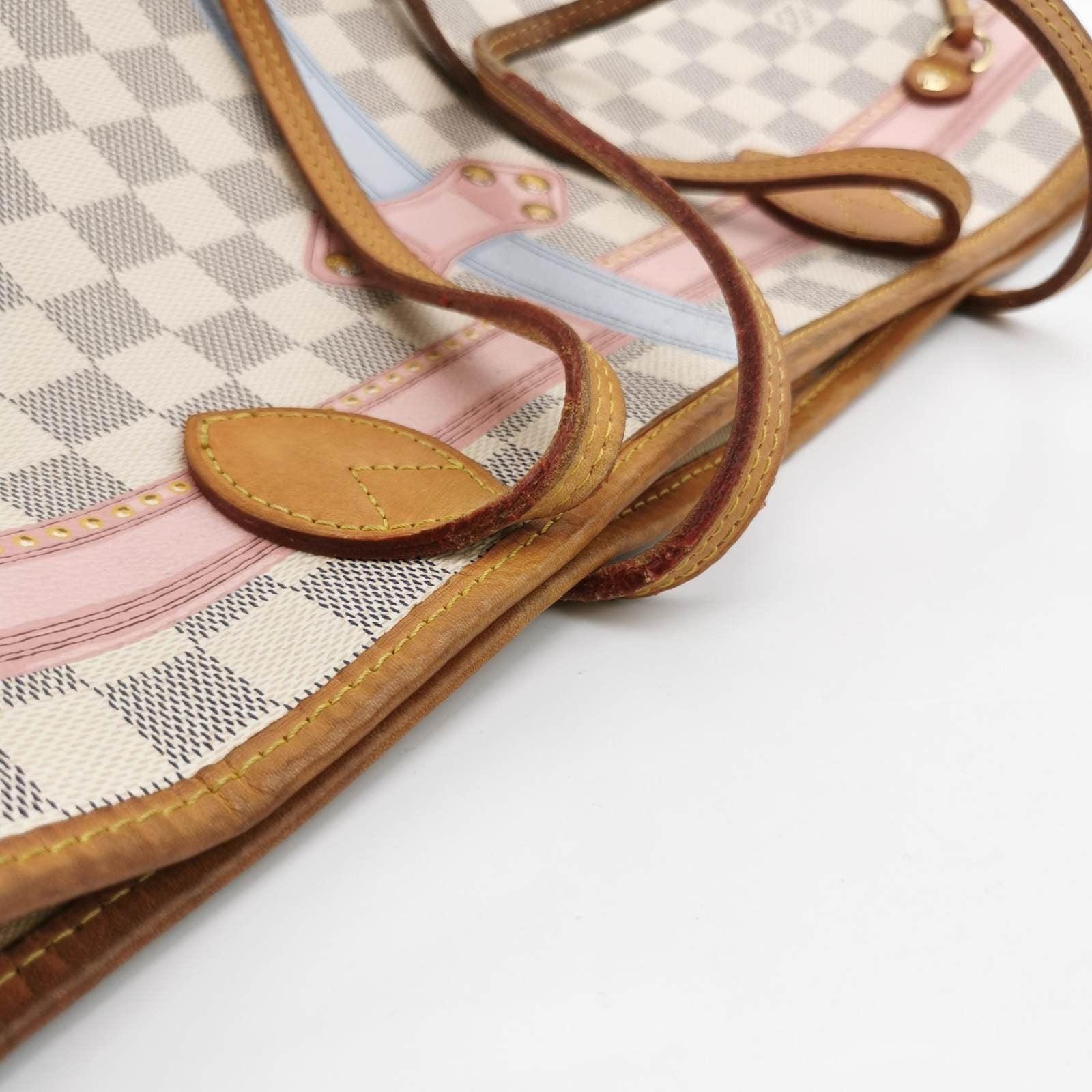 Louis Vuitton Damier Azur Bañador Neverfull MM Blanco 10