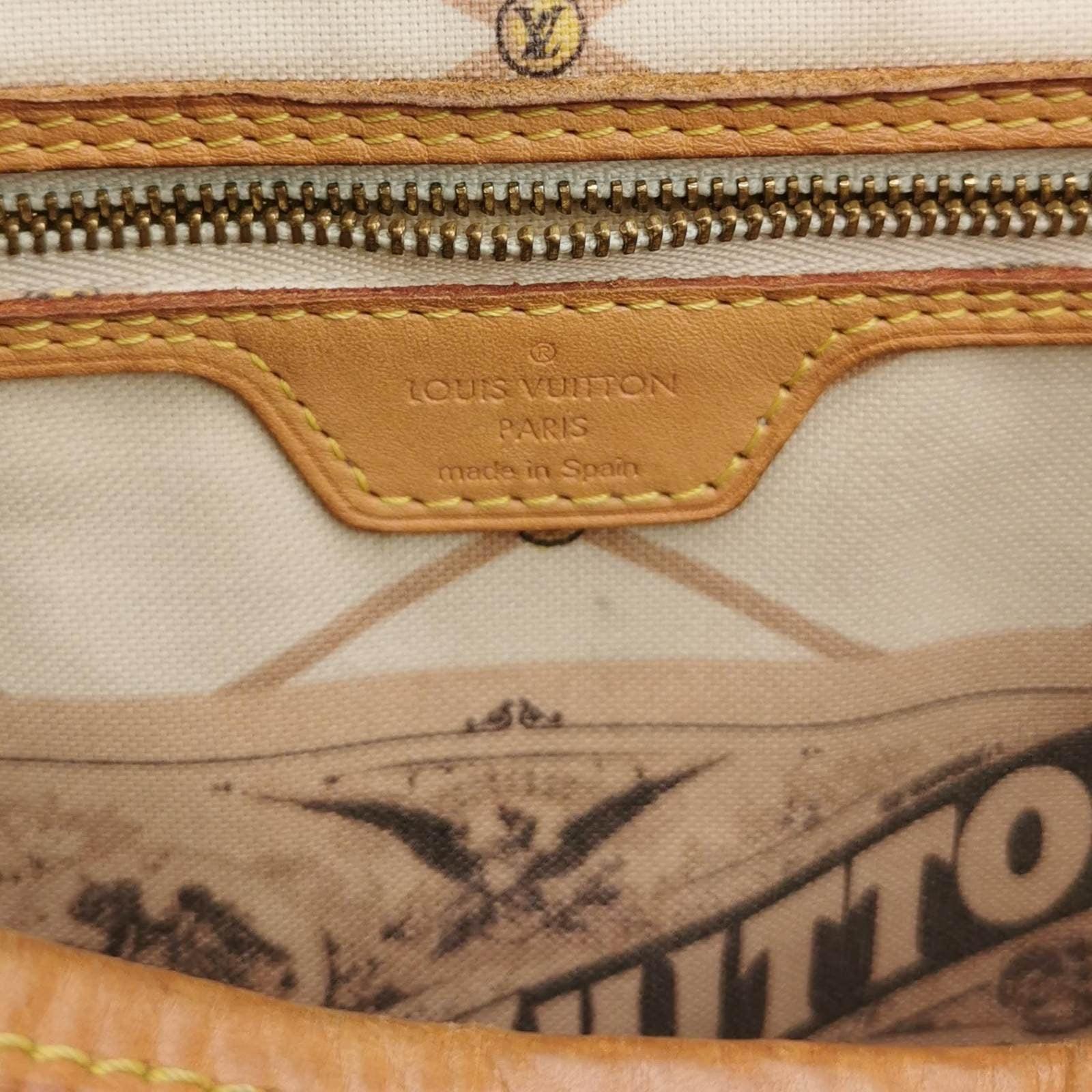 Louis Vuitton Damier Azur Bañador Neverfull MM Blanco 1