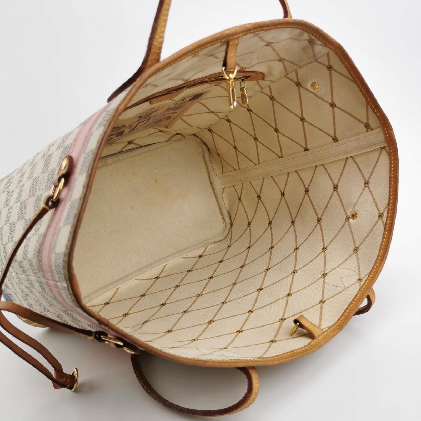 Louis Vuitton Damier Azur Bañador Neverfull MM Blanco 2