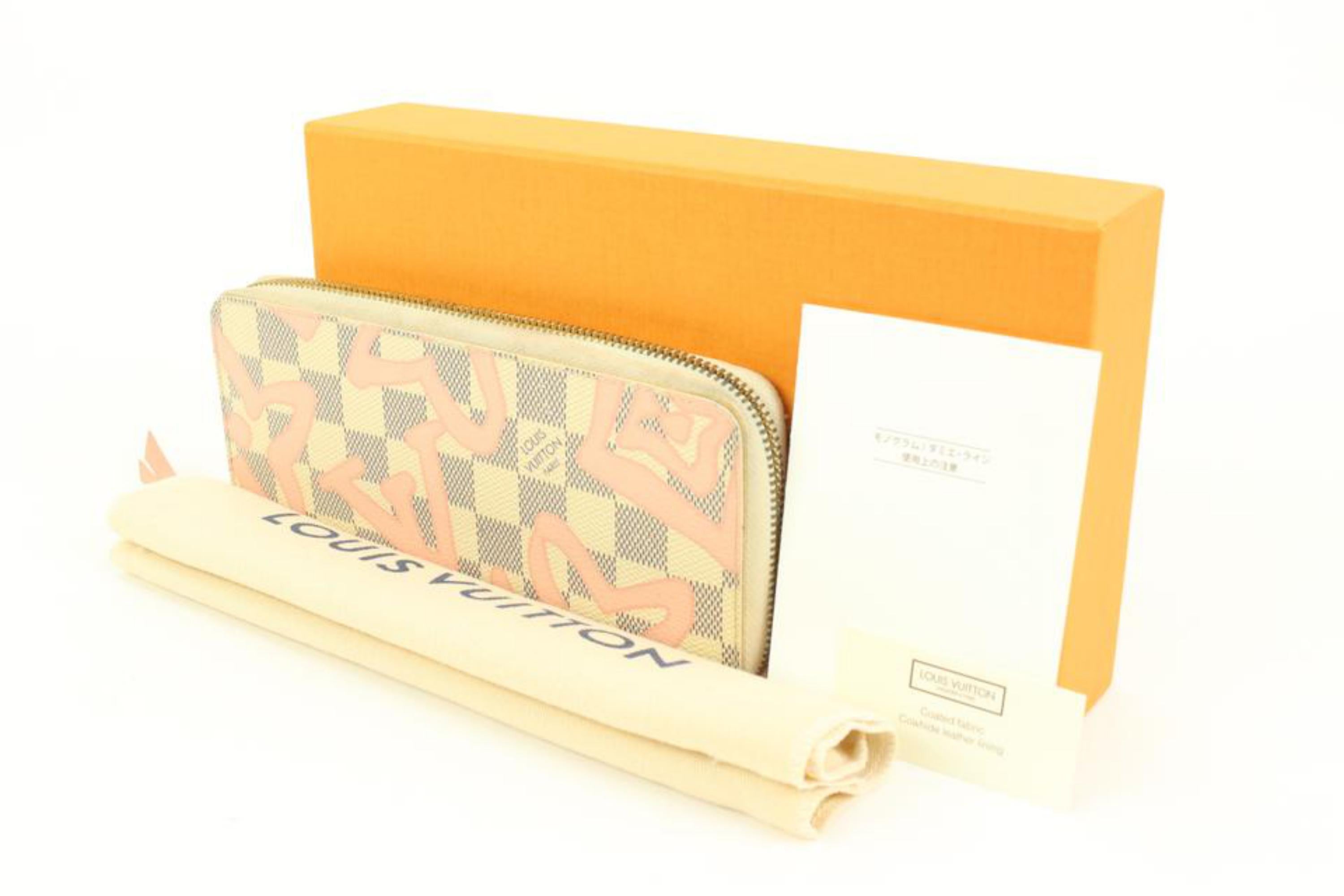 Louis Vuitton Damier Azur Tahitienne Rose Clemence Zippy Wallet