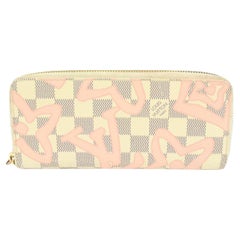 Louis Vuitton Damier Azur Tahitienne Clemence Brieftasche Reißverschluss Langer Reißverschluss