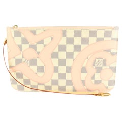 Used Louis Vuitton Damier Azur Tahitienne Neverfull Pochette GM Wristlet 38lk427s 