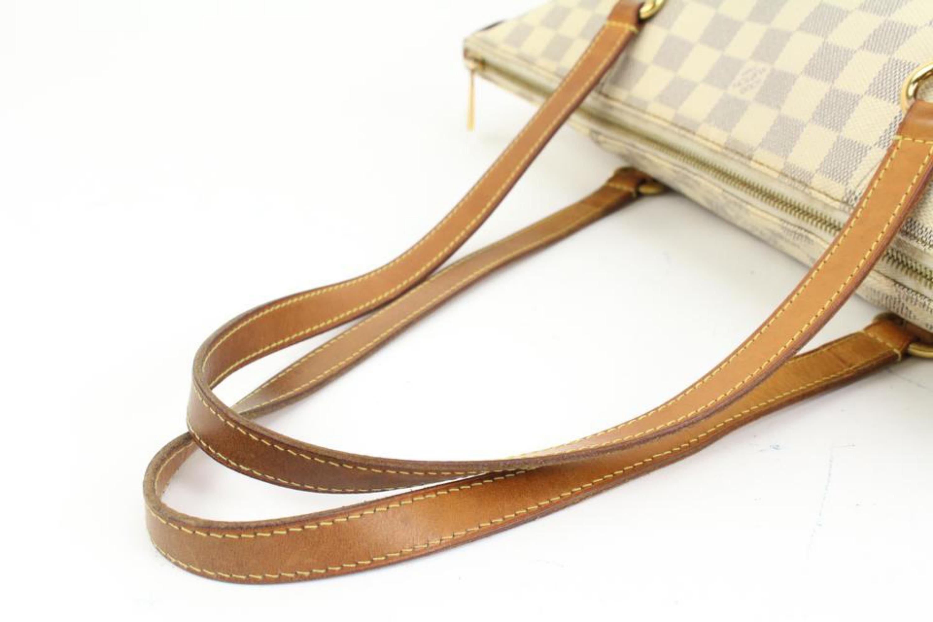 Beige Louis Vuitton Damier Azur Totally MM Tote Bag Shoulder with Zipper 88lz418s