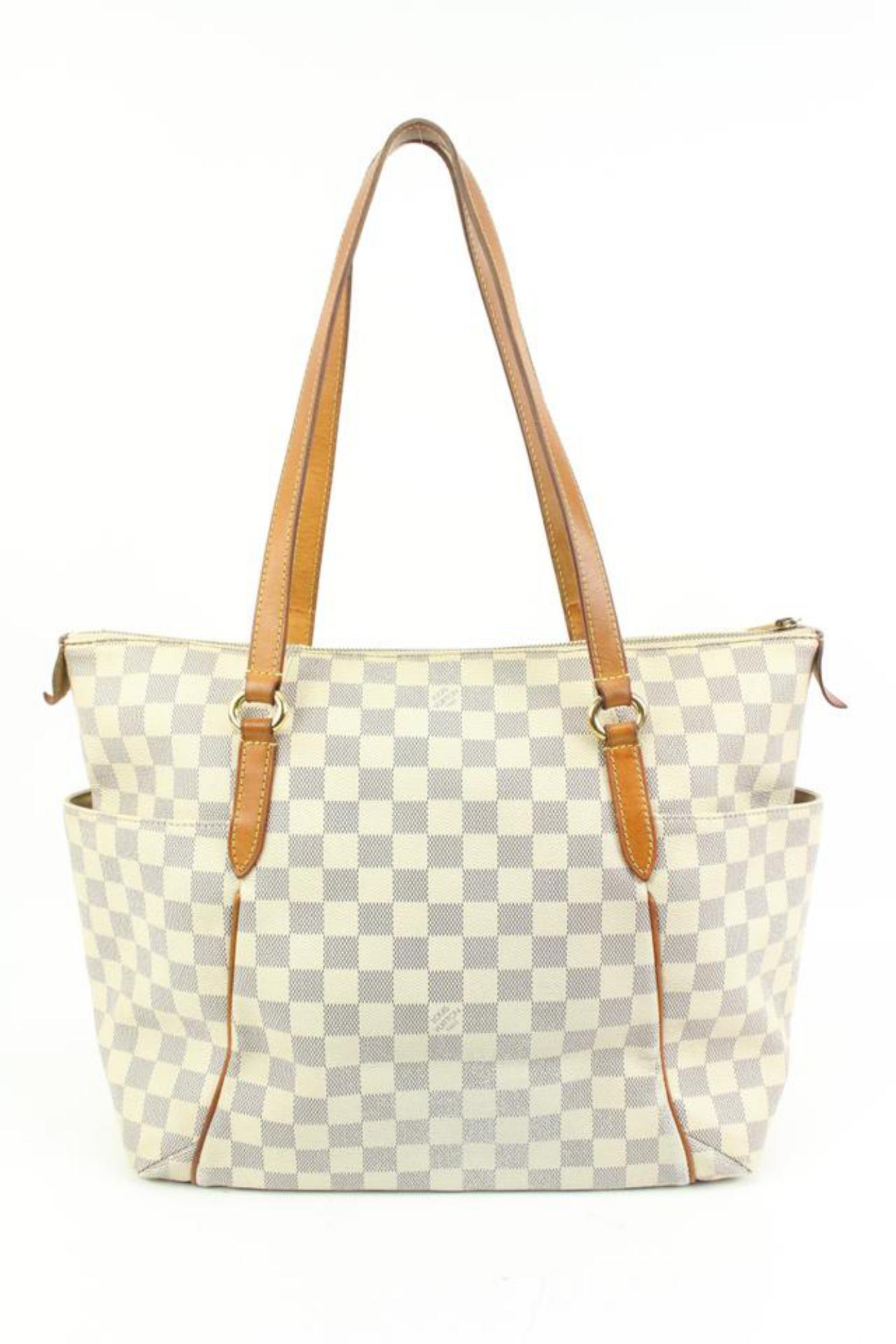 Louis Vuitton Damier Azur Totally MM Tote Bag Shoulder with Zipper 88lz418s In Good Condition In Dix hills, NY