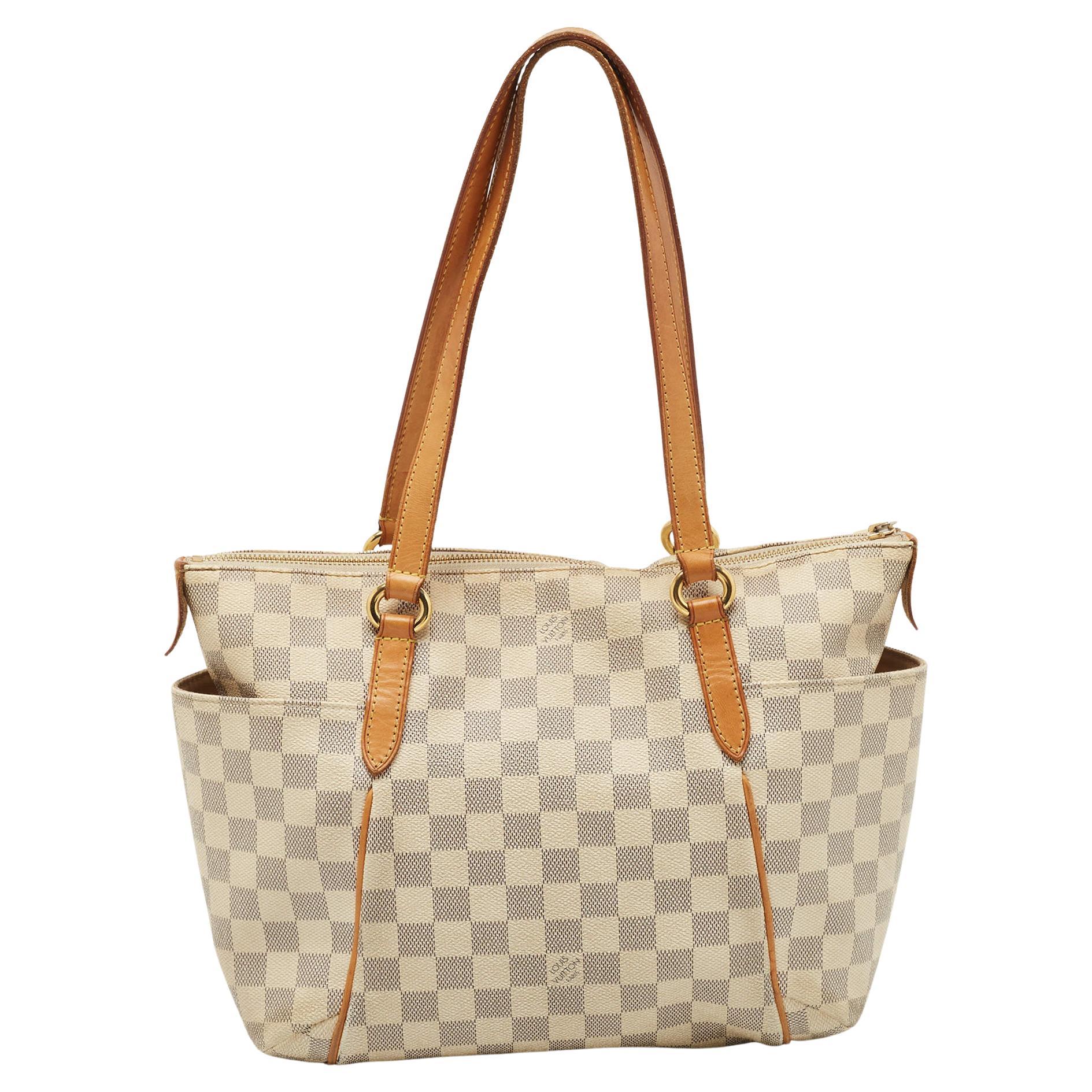 Louis Vuitton Totally Mm Zip 860060 Cream Damier Azur Canvas Tote For Sale  at 1stDibs