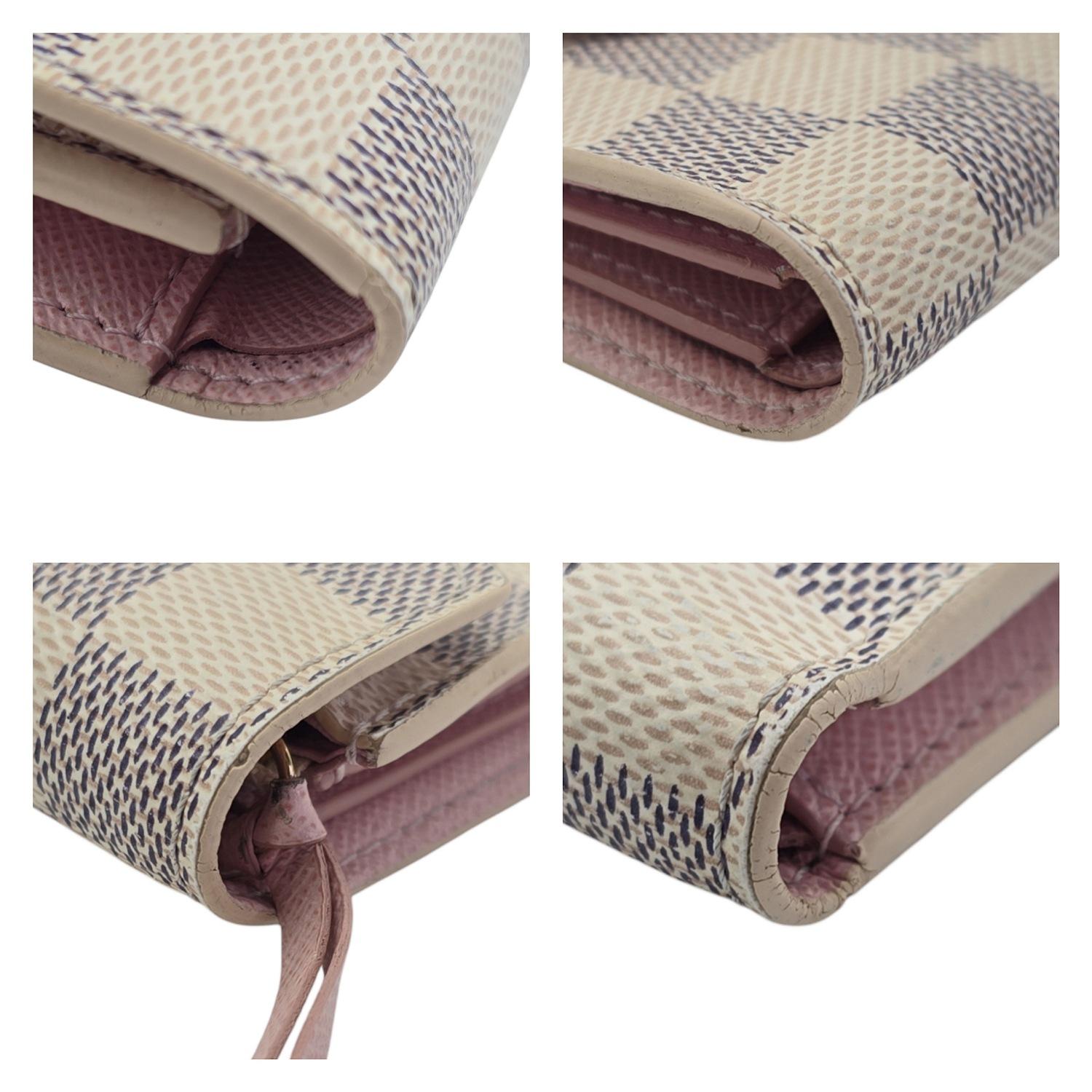 Louis Vuitton Damier Azur Victorine Compact Wallet Rose Ballerine For Sale 5