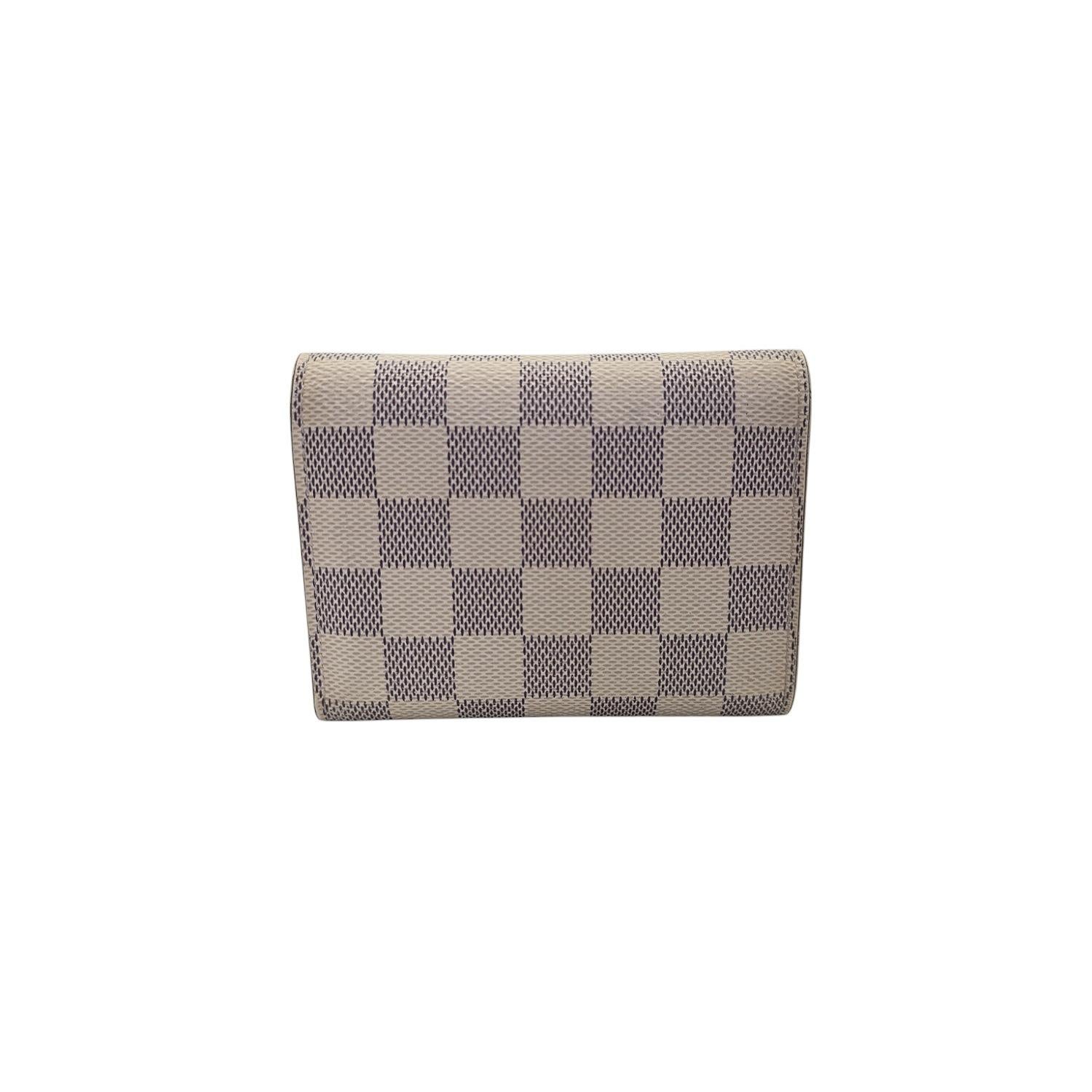 Louis Vuitton Damier Azur Victorine Compact Wallet Rose Ballerine In Good Condition For Sale In Scottsdale, AZ