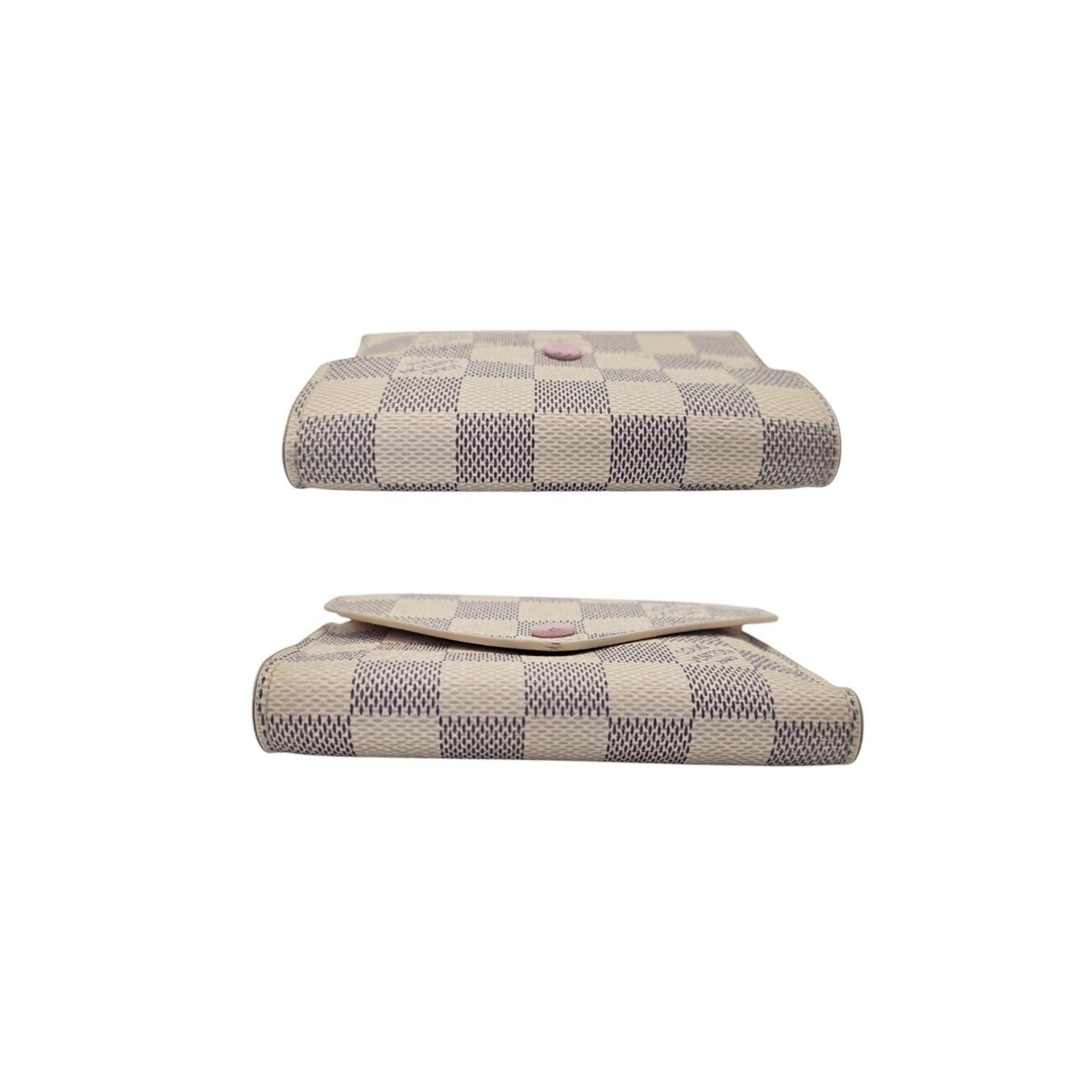 Louis Vuitton Damier Azur Victorine Compact Wallet Rose Ballerine For Sale 1