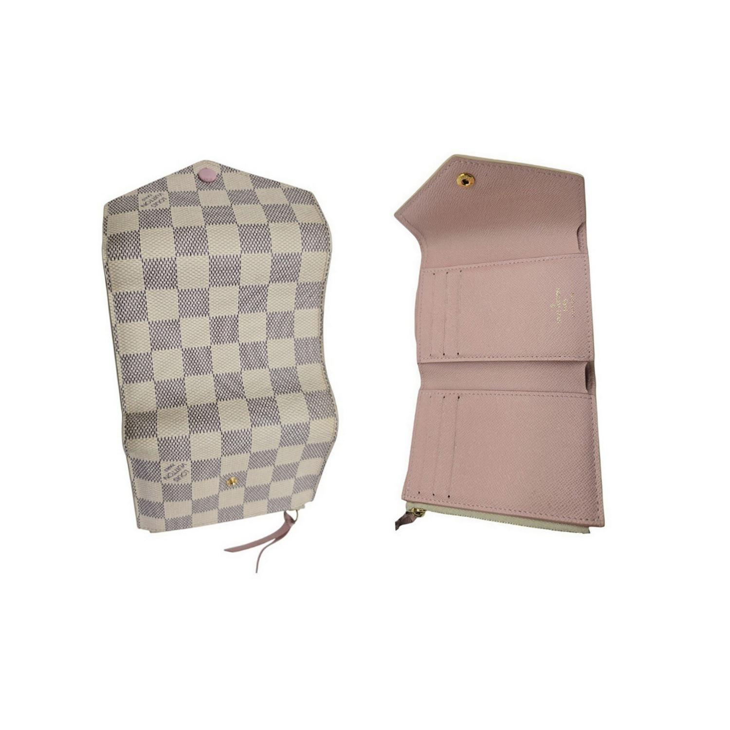 Louis Vuitton Damier Azur Victorine Compact Wallet Rose Ballerine For Sale 2