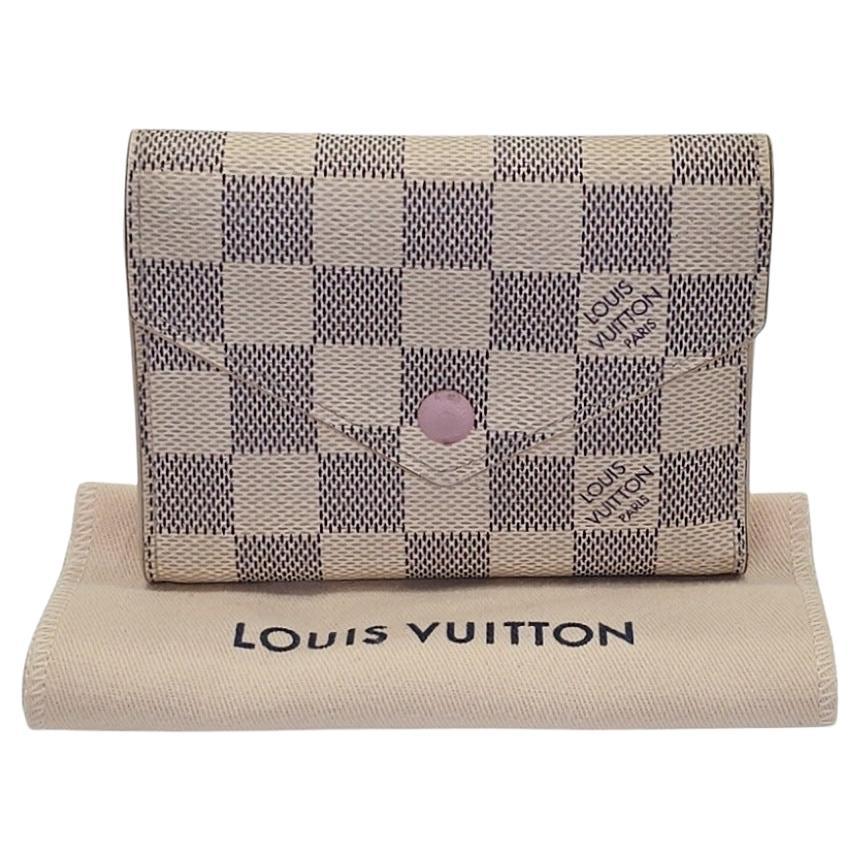 Louis Vuitton Damier Azur Victorine Compact Wallet Rose Ballerine For Sale