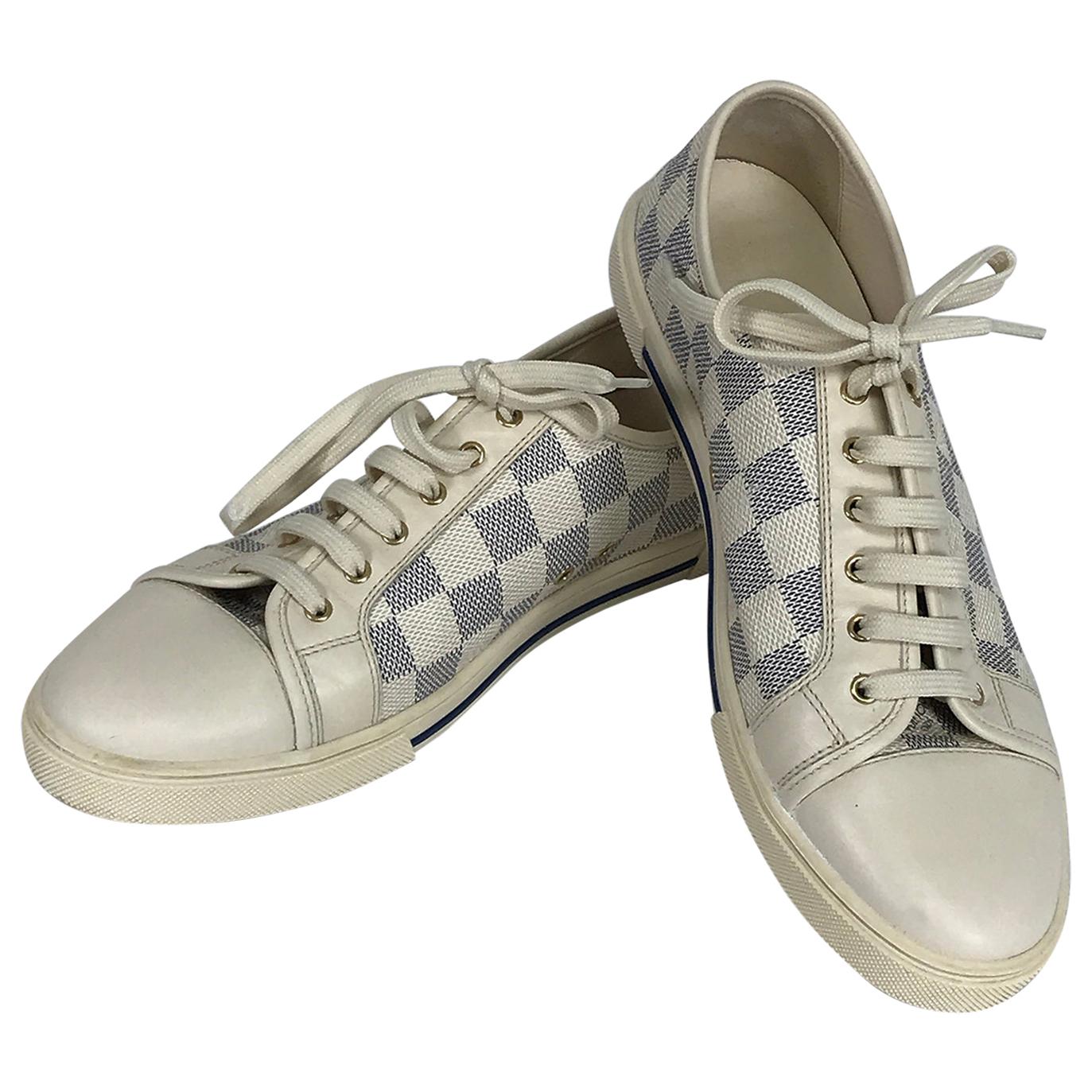 Louis Vuitton Damier Azur Womens Cream Leather Sneakers Gold Hardware 8 1/2  For Sale at 1stDibs | louis vuitton damier shoes, louis vuitton vintage  shoes, louis vuitton damier sneakers