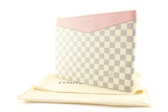Louis Vuitton Damier Azur x Pink Daily Zip Pouch O-Case Clutch 9LU0224