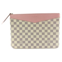 Louis Vuitton Damier Azur x Pink Daily Zip Pouch O-Case Clutch 9LU0224