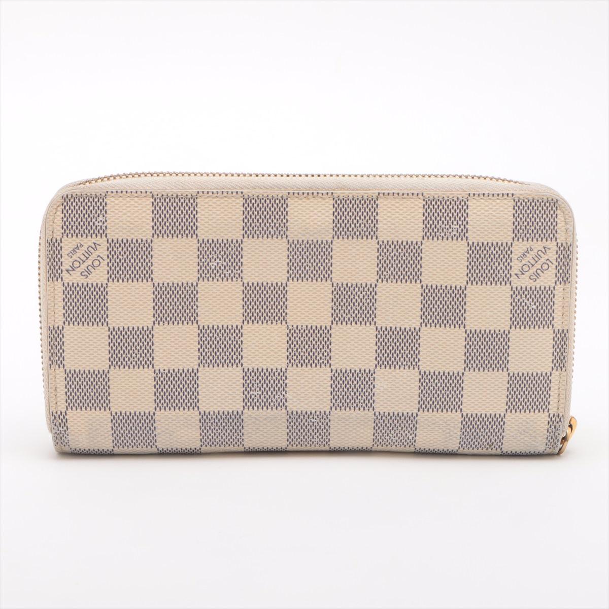 Beige Louis Vuitton Damier Azur Zippy Wallet