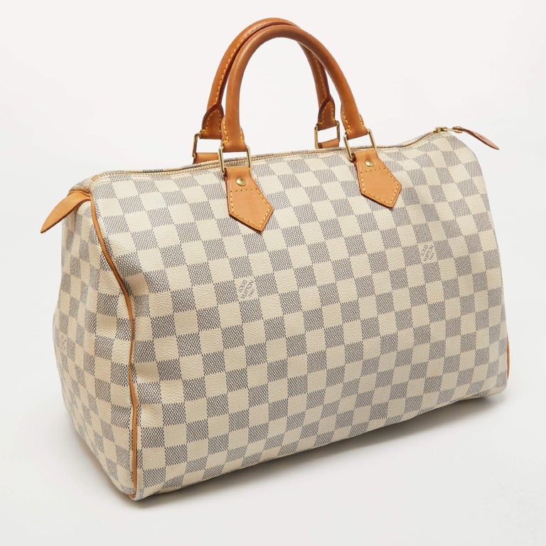Louis Vuitton Damier Azure Canvas Speedy 35 bag In Fair Condition In Dubai, Al Qouz 2