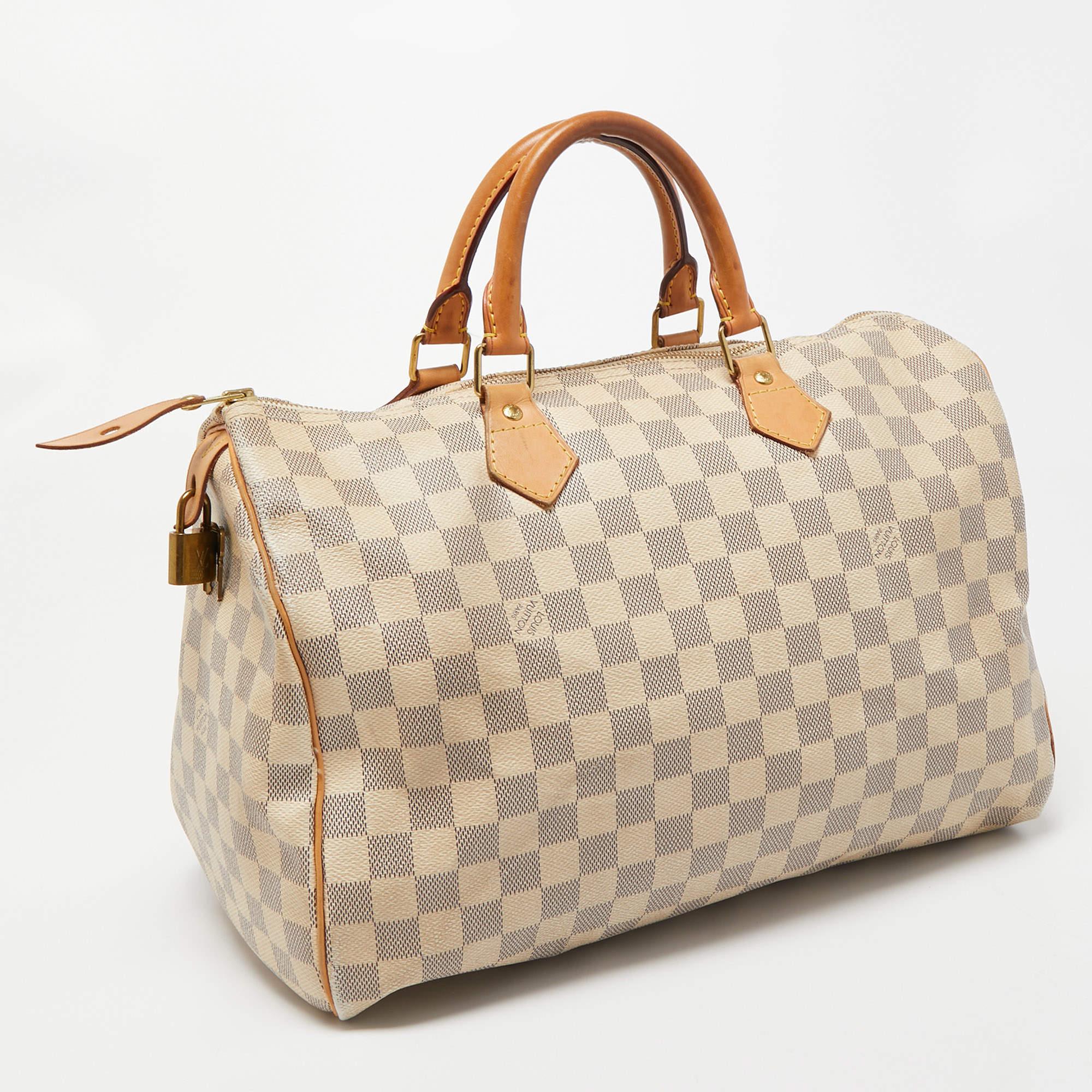 Louis Vuitton Damier Azure Canvas Speedy 35 Bag In Good Condition In Dubai, Al Qouz 2