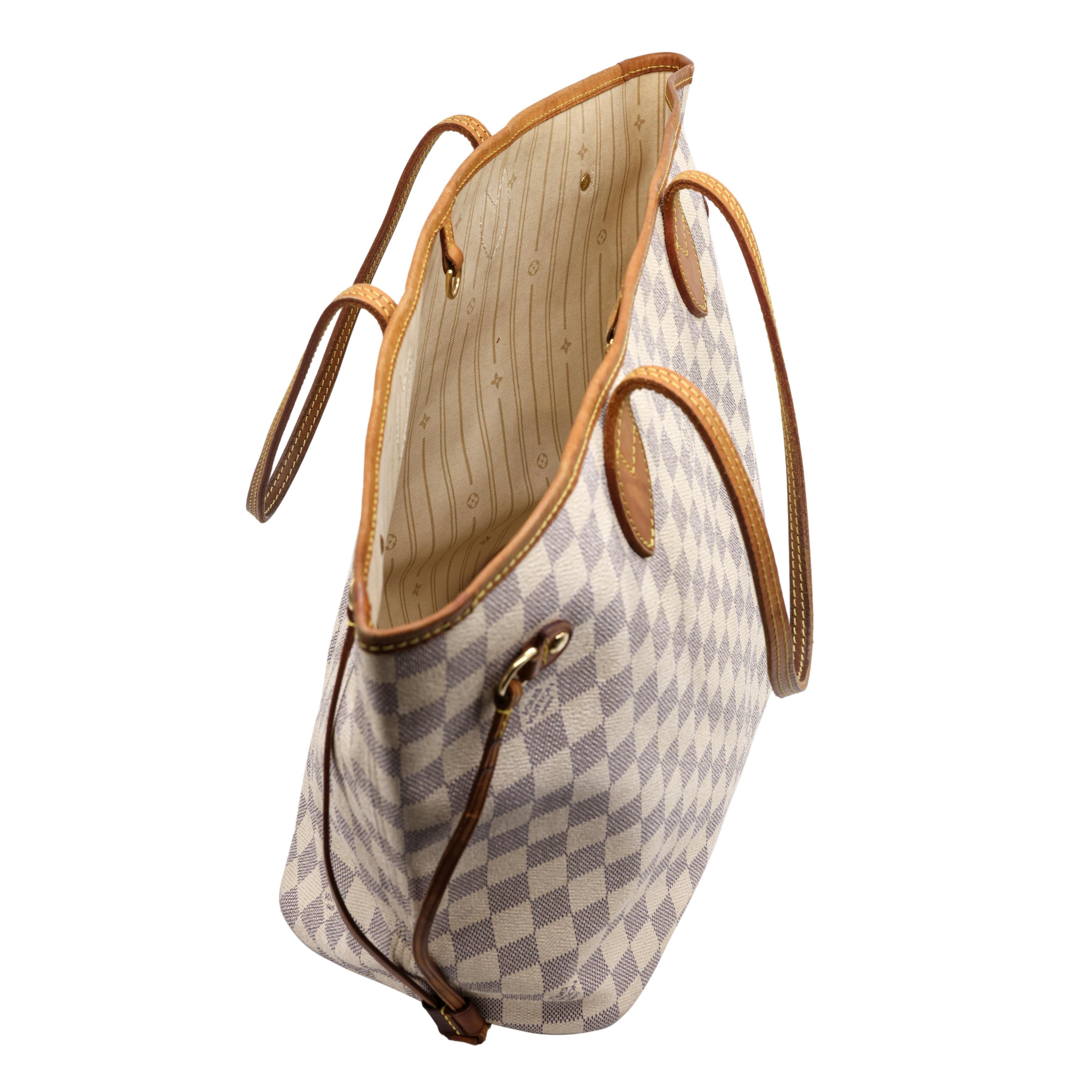 Louis Vuitton Damier Azure Neverfull Top Handle Tote Bag, France 2010. For Sale 4