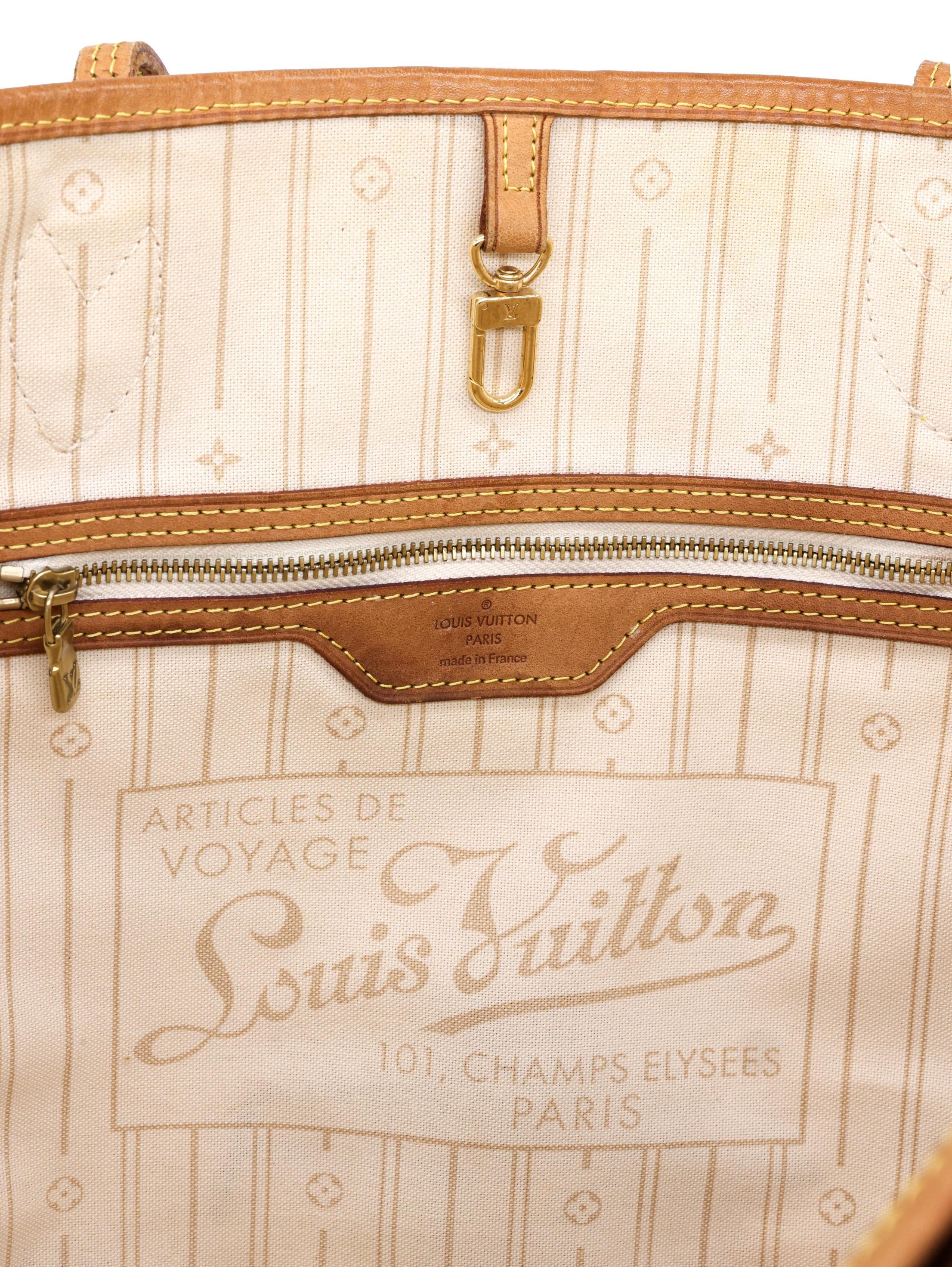 Sac fourre-tout à poignée supérieure Neverfull en damier azur de Louis Vuitton, France 2010. en vente 7