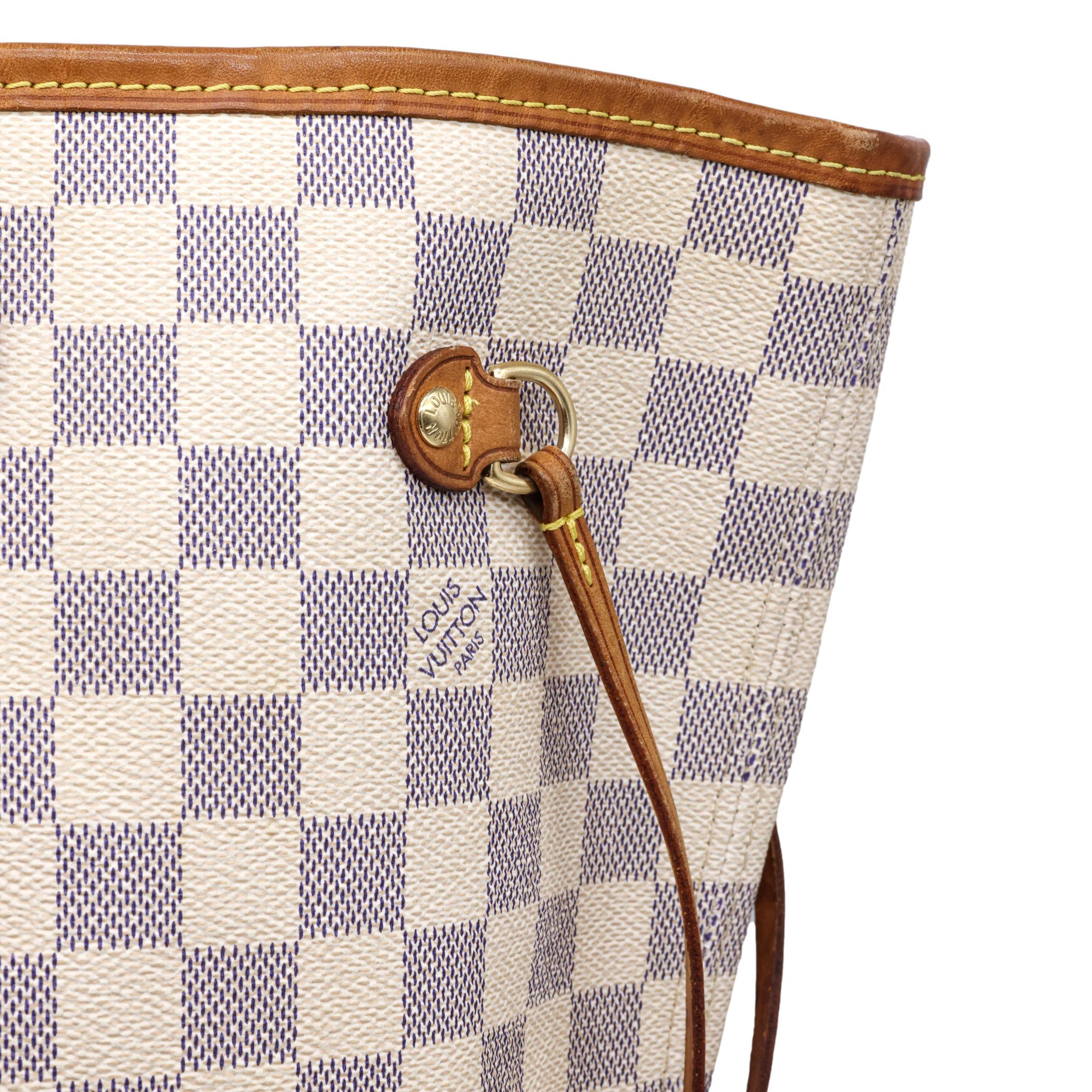 Louis Vuitton Damier Azure Neverfull Top Handle Tote Bag, France 2010. In Good Condition For Sale In Banner Elk, NC